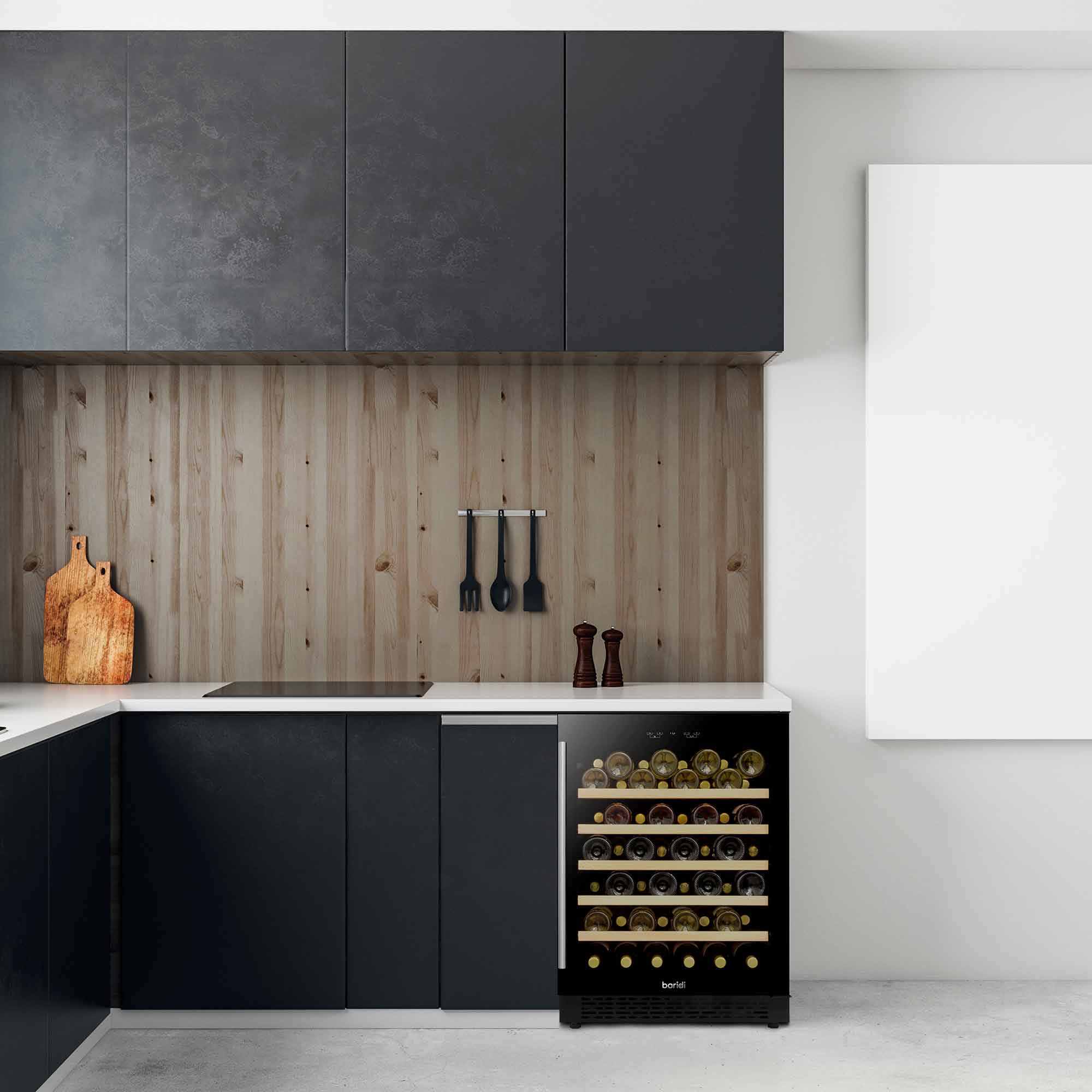 54 Bottle Wine Cooler Refrigerator - Digital Touch Screen Control, Built-in & Freestanding, Energy Efficient - Perfect for Home Bars, Restaurants & Wine Cellars (Black, Model DH78)