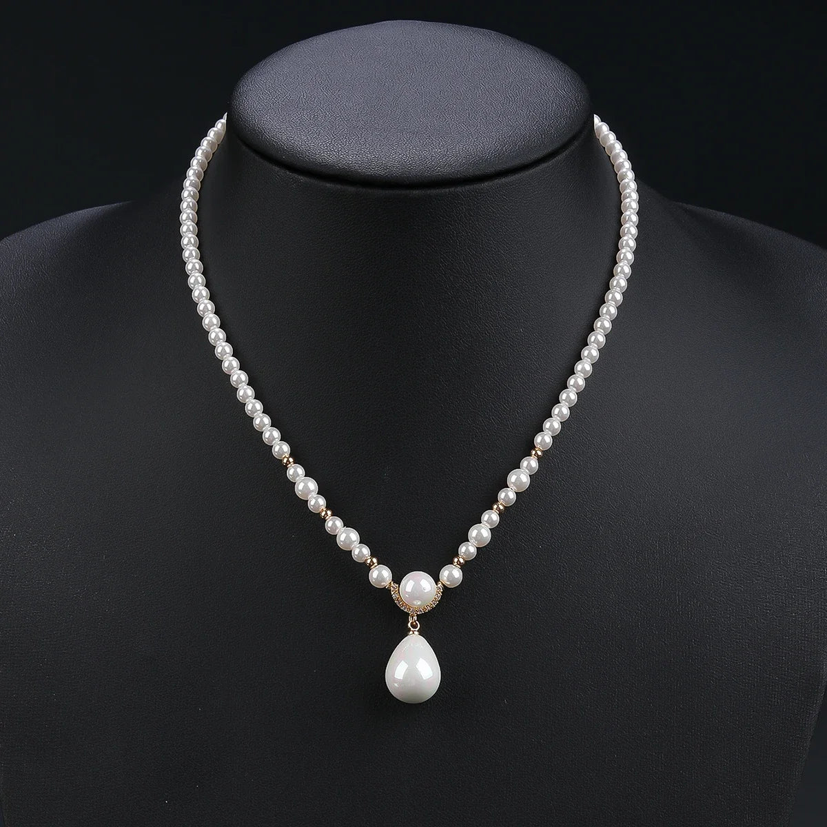 Elegant White Cubic Zirconia Pearl Necklace Set for Women - Bridal Wedding Jewelry CN11298 | Perfect for Bridal Party, Anniversary Gifts & Special Occasions