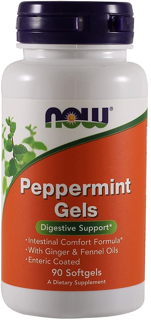 Now Foods Peppermint Gels with Ginger & Fennel Oils - 180 Softgels (2 Pack) | Digestive Support & Nausea Relief | Perfect for Travel, Motion Sickness & After Meals