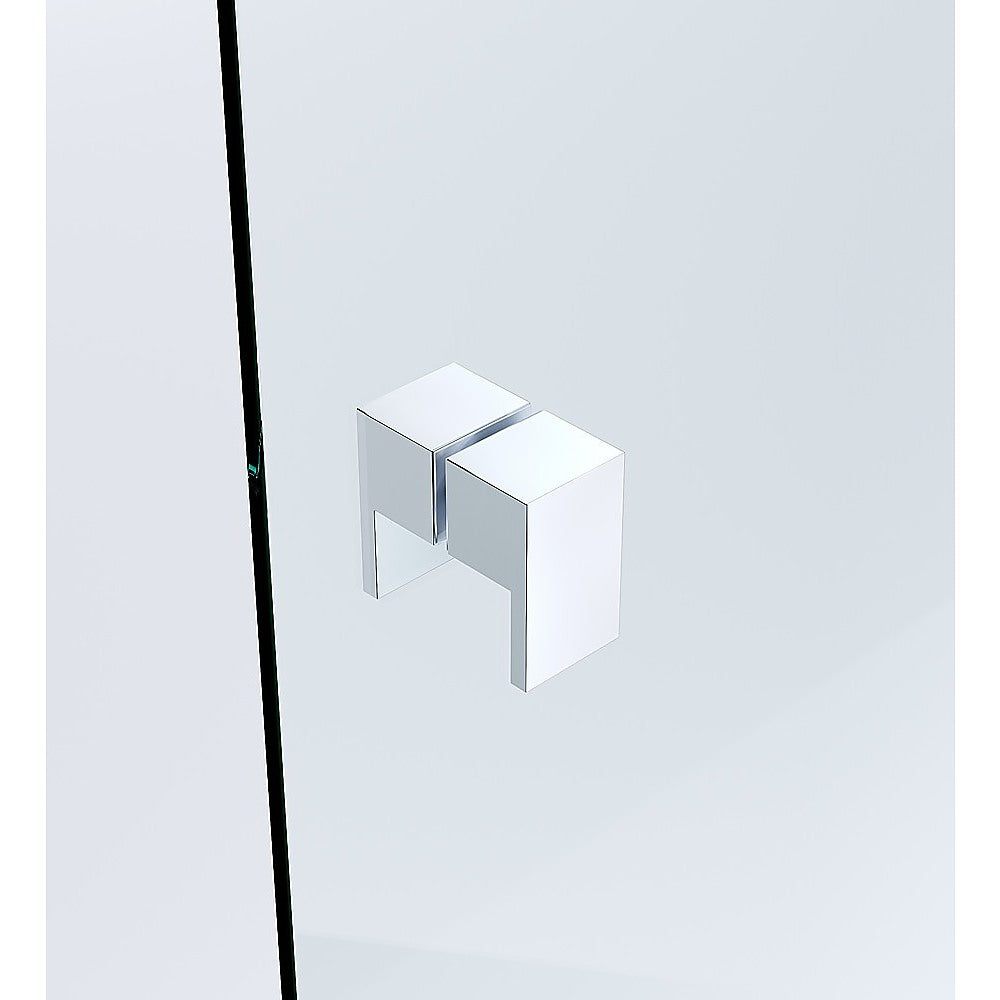 120x120cm Frameless Corner Shower Screen with Chrome Brackets & Stainless Steel Hinges, Square Double Pull Handle - Perfect for Modern Bathroom Renovations & Spa-Like Showers
