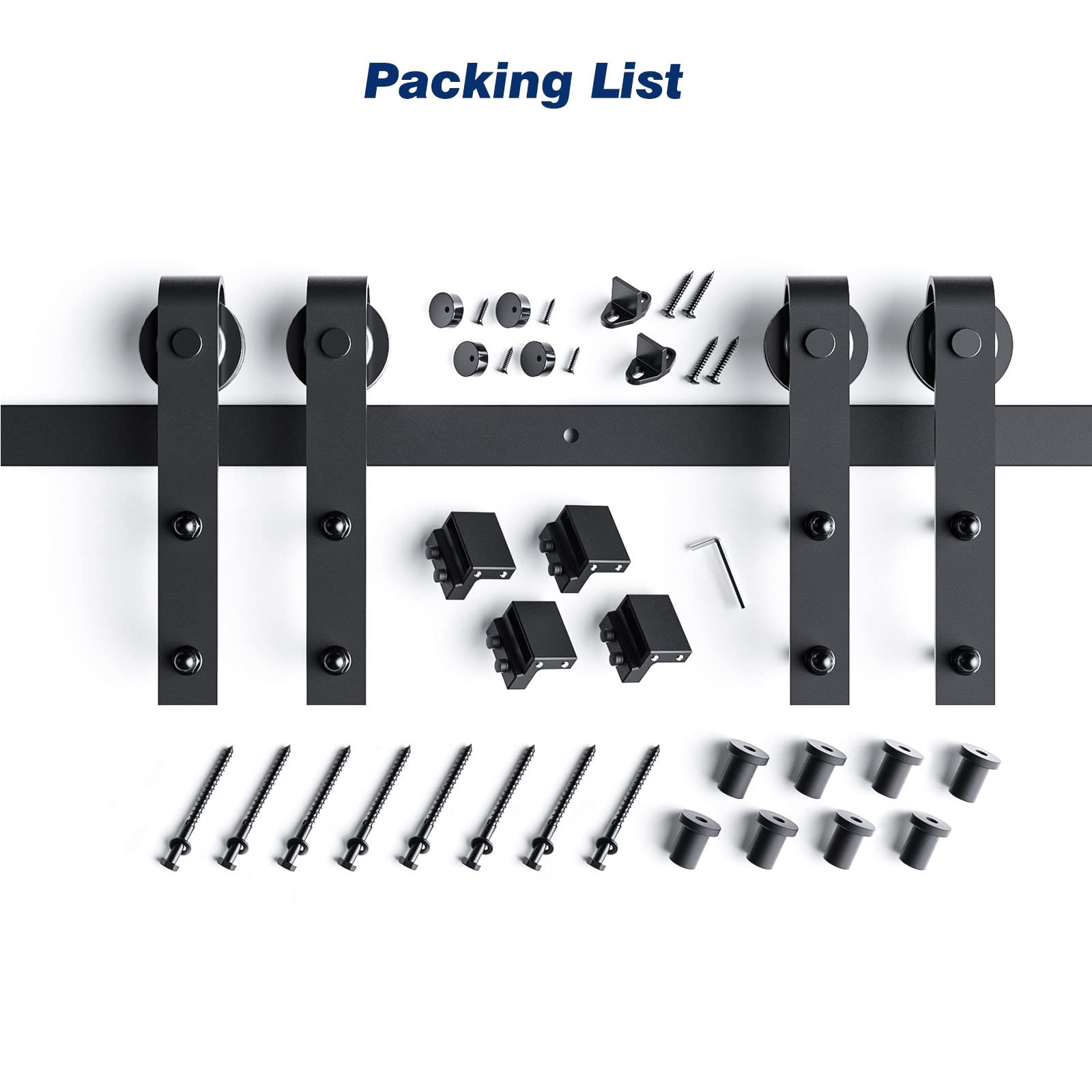 EaseLife 10 FT Heavy Duty Double Door Sliding Barn Door Hardware Track Kit with J Pulley - Smooth & Quiet Operation, Easy Installation (Fits Double 30