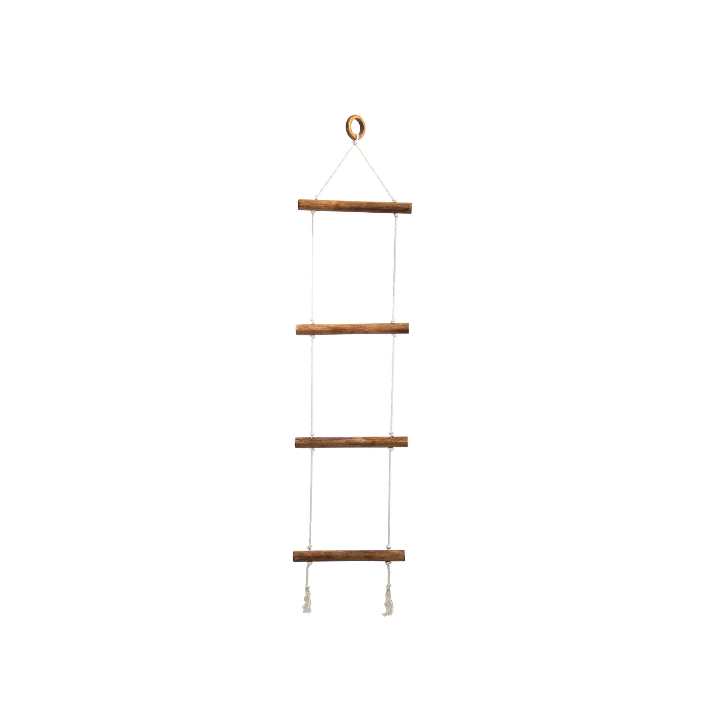 Foreside Macrame Hanging Blanket Ladder - Boho Home Decor for Living Room, Bedroom & Garden - Handmade Wall Hanging Shelf for Blankets, Towels & Plants