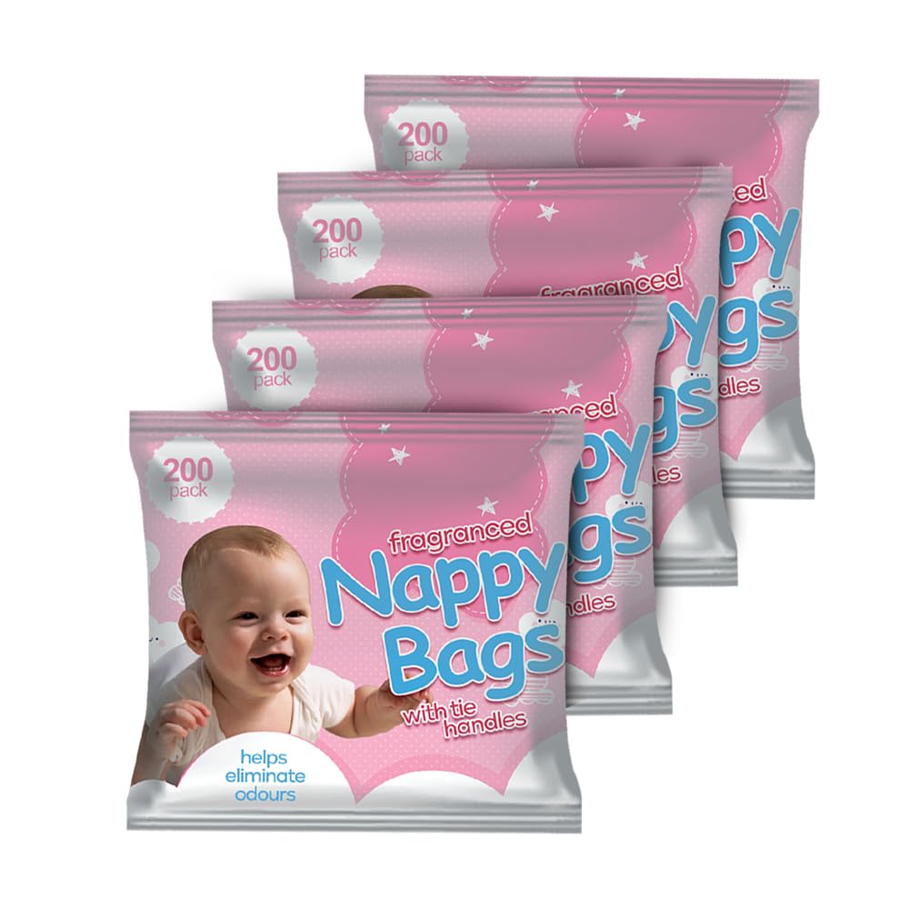 ZYBUX - 800 Count Scented Disposable Diaper Bags (4 Packs x 200) - Odor Control, Leak Proof, Convenient for Diaper Disposal at Home, Travel & Daycare - Packaging May Vary