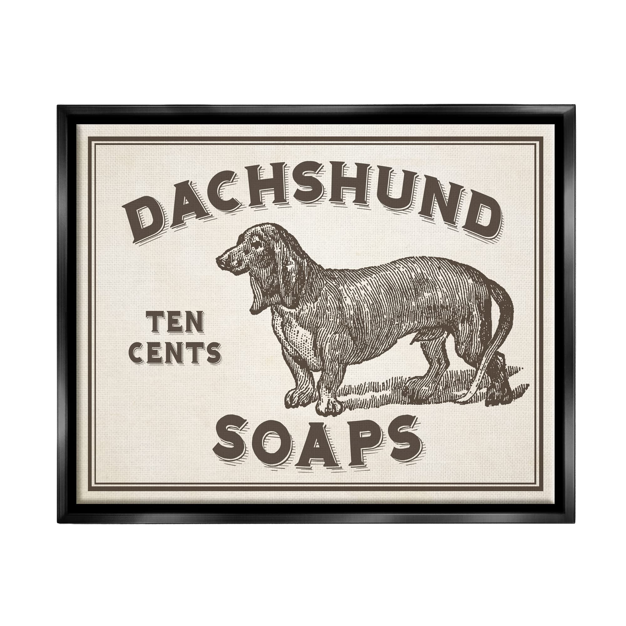 Stupell Industries Dachshund Soap Vintage Sign Wall Art - Retro Dog Decor by Daphne Polselli - Perfect for Bathroom, Kitchen & Farmhouse Decor
