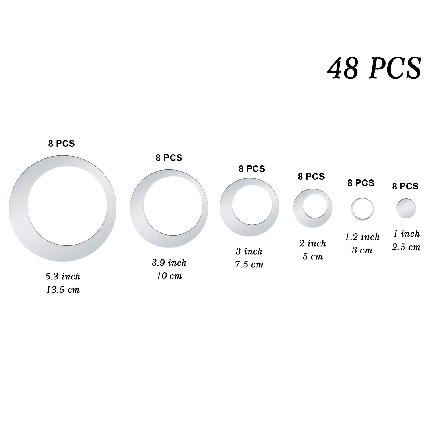 Self-Adhesive Acrylic Mirror Wall Decals - 48-Piece Removable Sticker Set for Home, Living Room & Bedroom Decor (Style A) - Perfect for DIY Wall Art, Nursery Accents, and Modern Interior Design