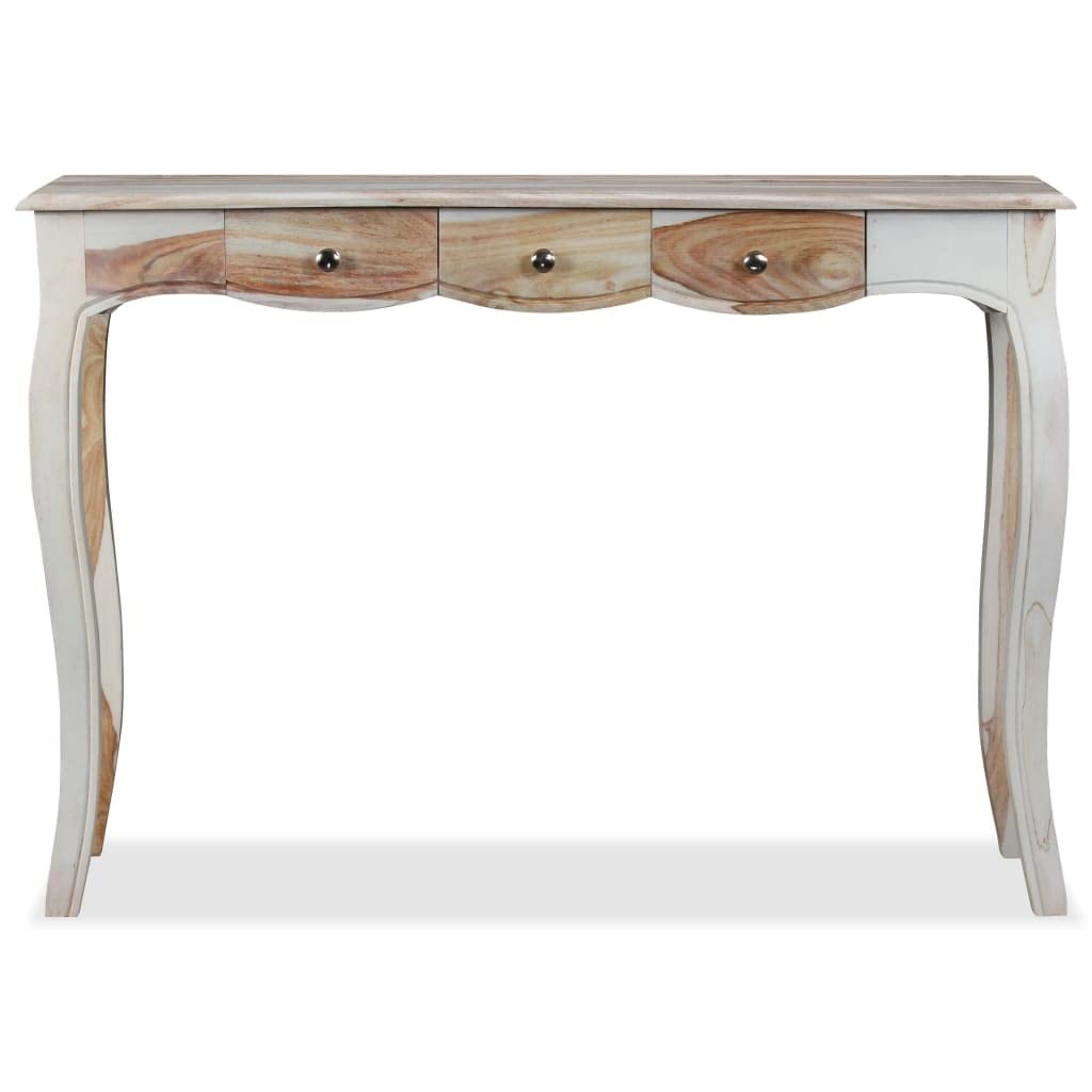 Solid Sheesham Wood Console Table with 3 Drawers - 43.3