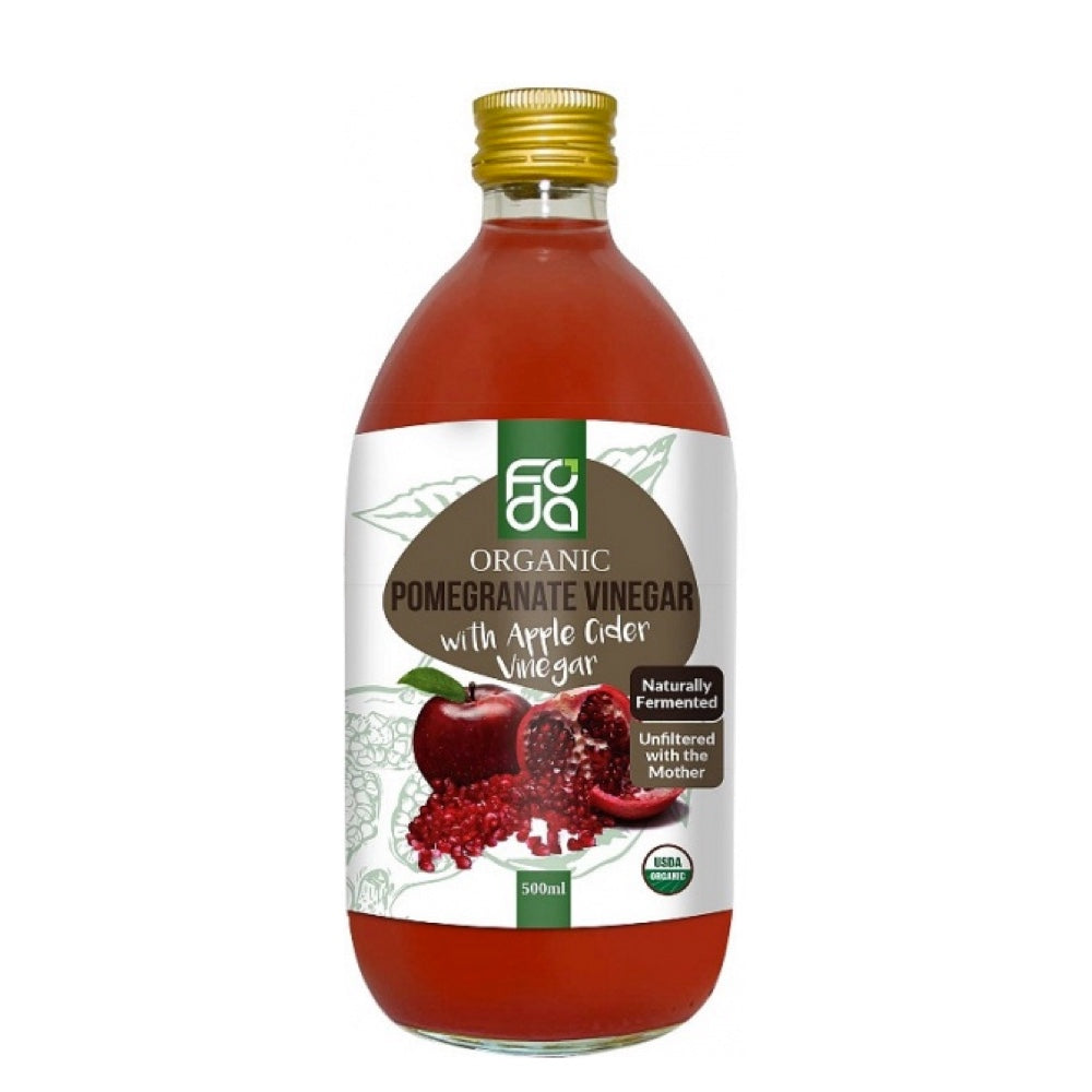Organic Pomegranate & Apple Cider Vinegar 500ml - Cold-Pressed, Unfiltered, with Mother - Boost Digestion & Immunity - Perfect for Salad Dressings, Detox Drinks & Weight Loss