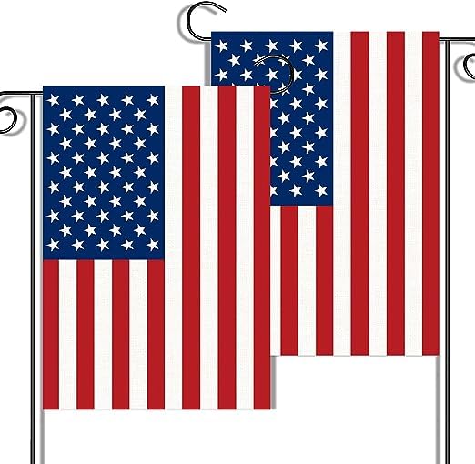 2 Pack USA Garden Flag 12x18 Inch - Double Sided American Flag with 3 Layer Silk Fabric & Reinforced Stitching | Patriotic Yard Decoration for Courtyard, Porch, and Outdoor Decor