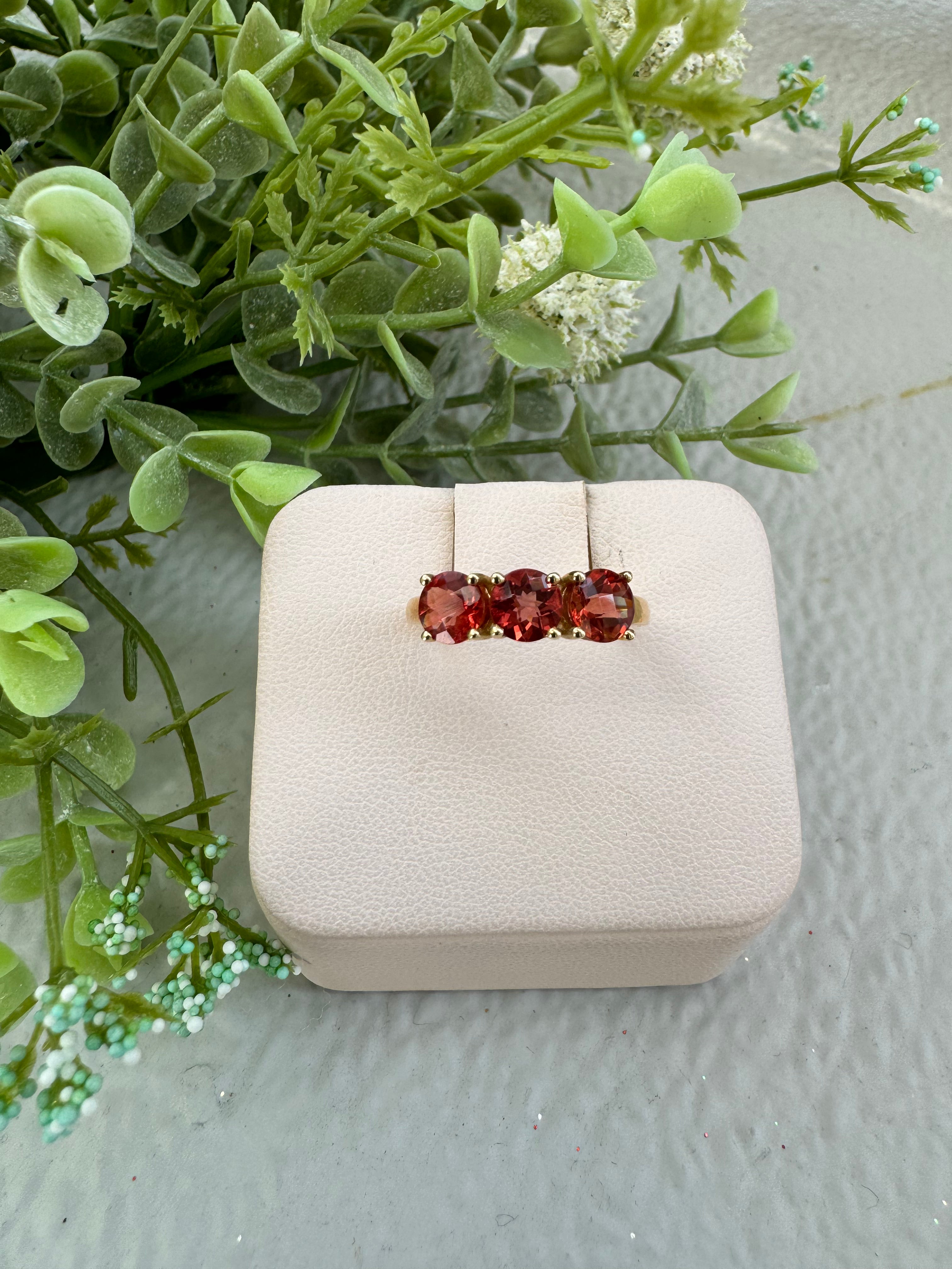 Exquisite Mongolian Andesine Three Stone Ring - Genuine Gemstone Jewelry for Women - Perfect for Engagement, Wedding & Special Occasions
