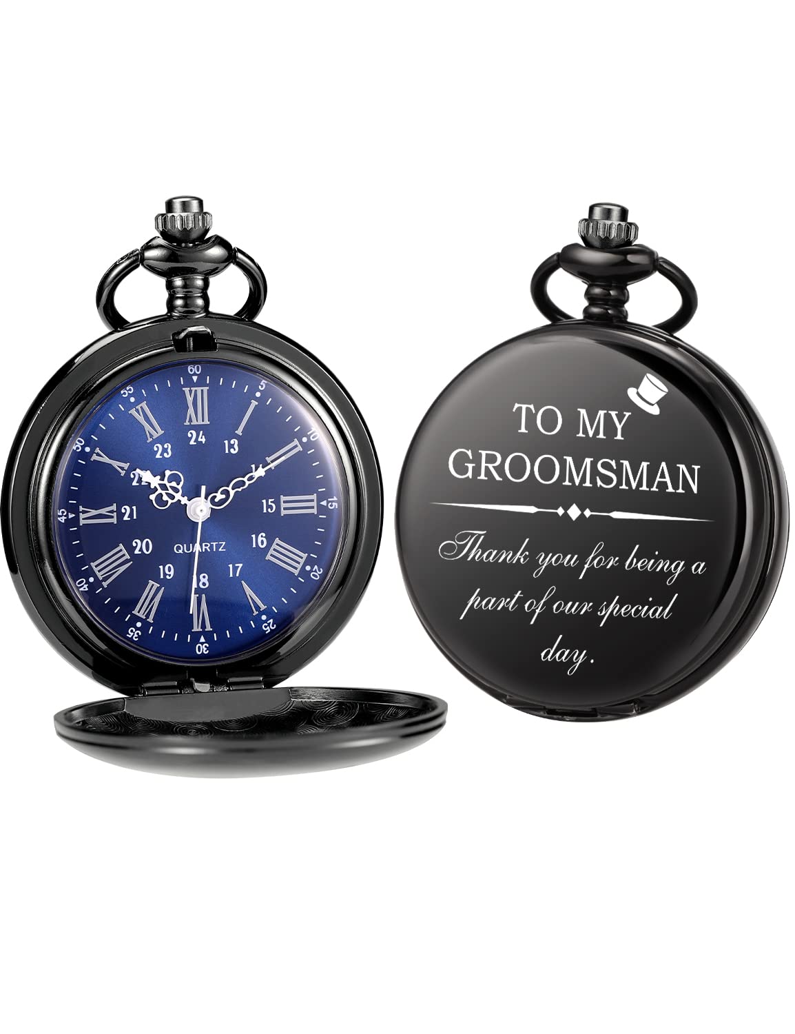 ManChDa Engraved Pocket Watch for Men - Premium Groomsmen Gift Set, Bestman Wedding Accessories - Perfect for Groomsman, Best Man & Wedding Party Gifts