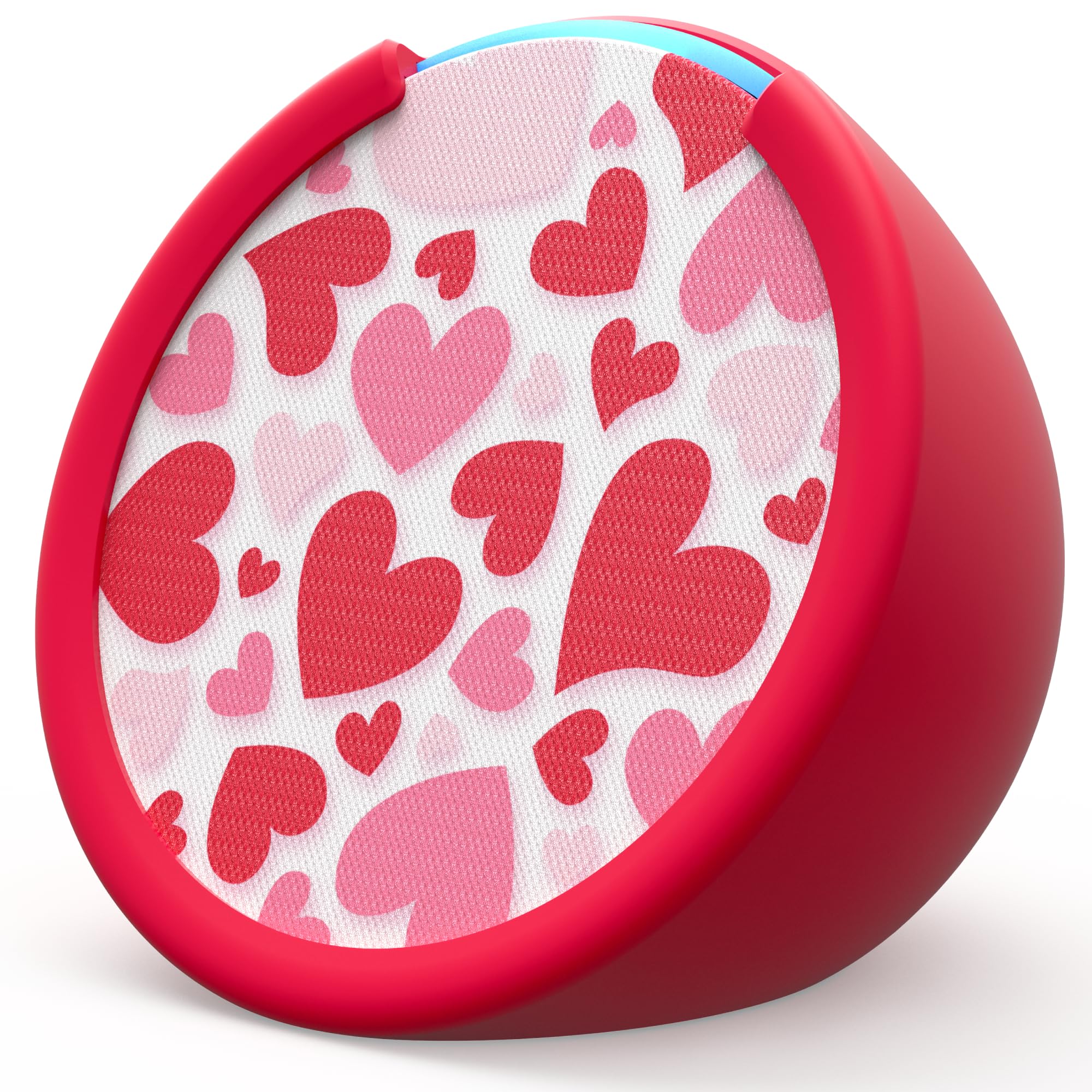 Echo Pop Smart Speaker Bundle with Glacier White Finish - Includes Amazon Sleeve & Hearts Faceplate | Perfect for Home, Office & Dorm Room | Alexa Enabled for Music, Smart Home Control & More