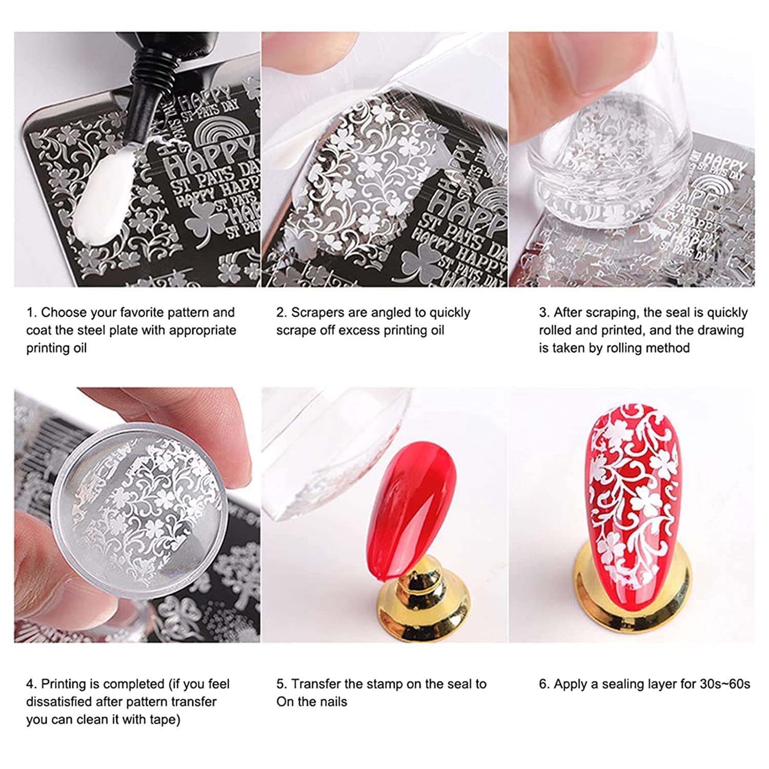 Gopinath Autolink Soft Silicone Jelly Nail Stamper & Scraper Kit - Professional Nail Art Tools for Stamping Polish, French Manicure - Perfect for DIY Nail Design at Home or Salon Use