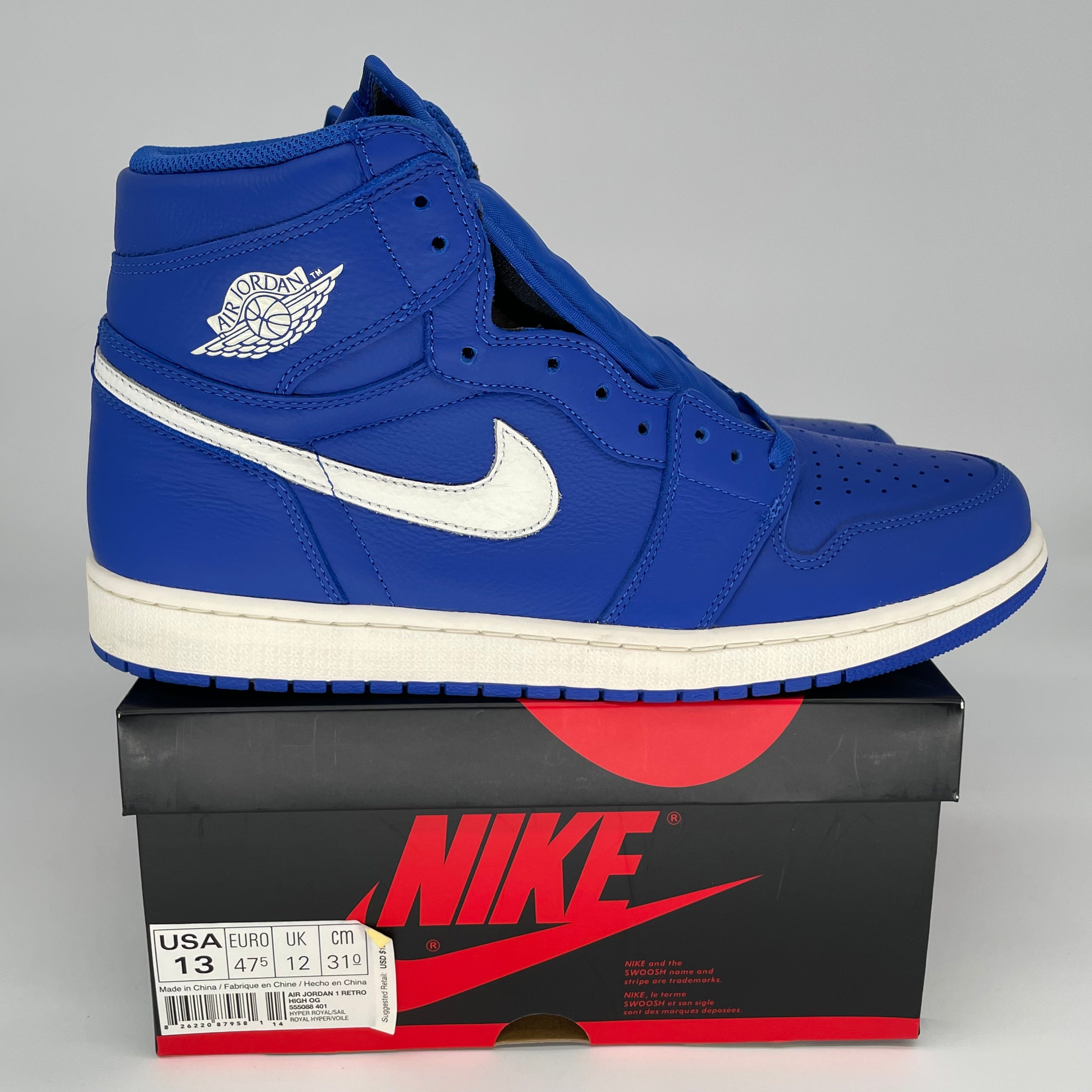 Air Jordan 1 Hyper Royal Men's Basketball Shoes Size 13 - Style 555088-401 | Retro Sneakers for Casual Wear & Street Fashion