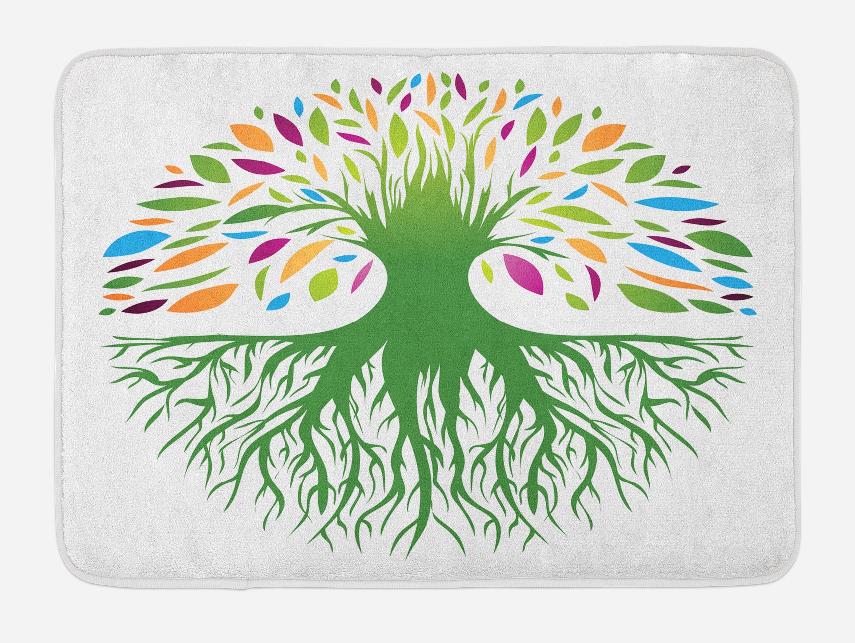 Ambesonne Tree of Life Bath Mat - Colorful Round Abstract Design with Non-Slip Backing, 30.2
