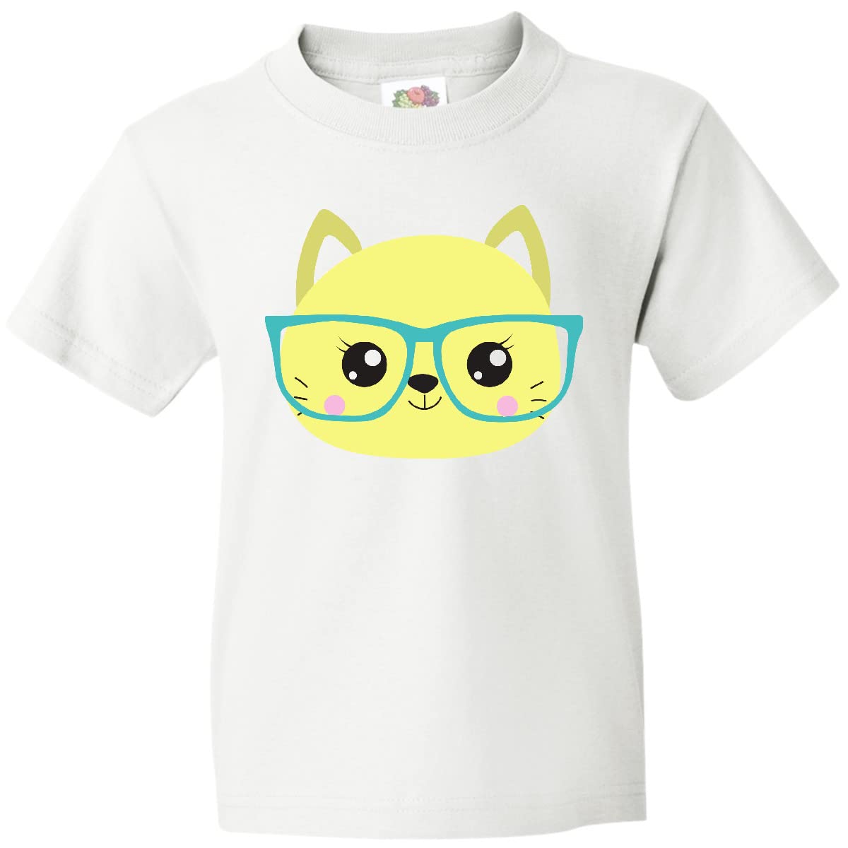 Inktastic Hipster Cat with Glasses - Cute Kitten Graphic Youth T-Shirt for Boys & Girls - Perfect for Casual Wear, School & Cat Lovers
