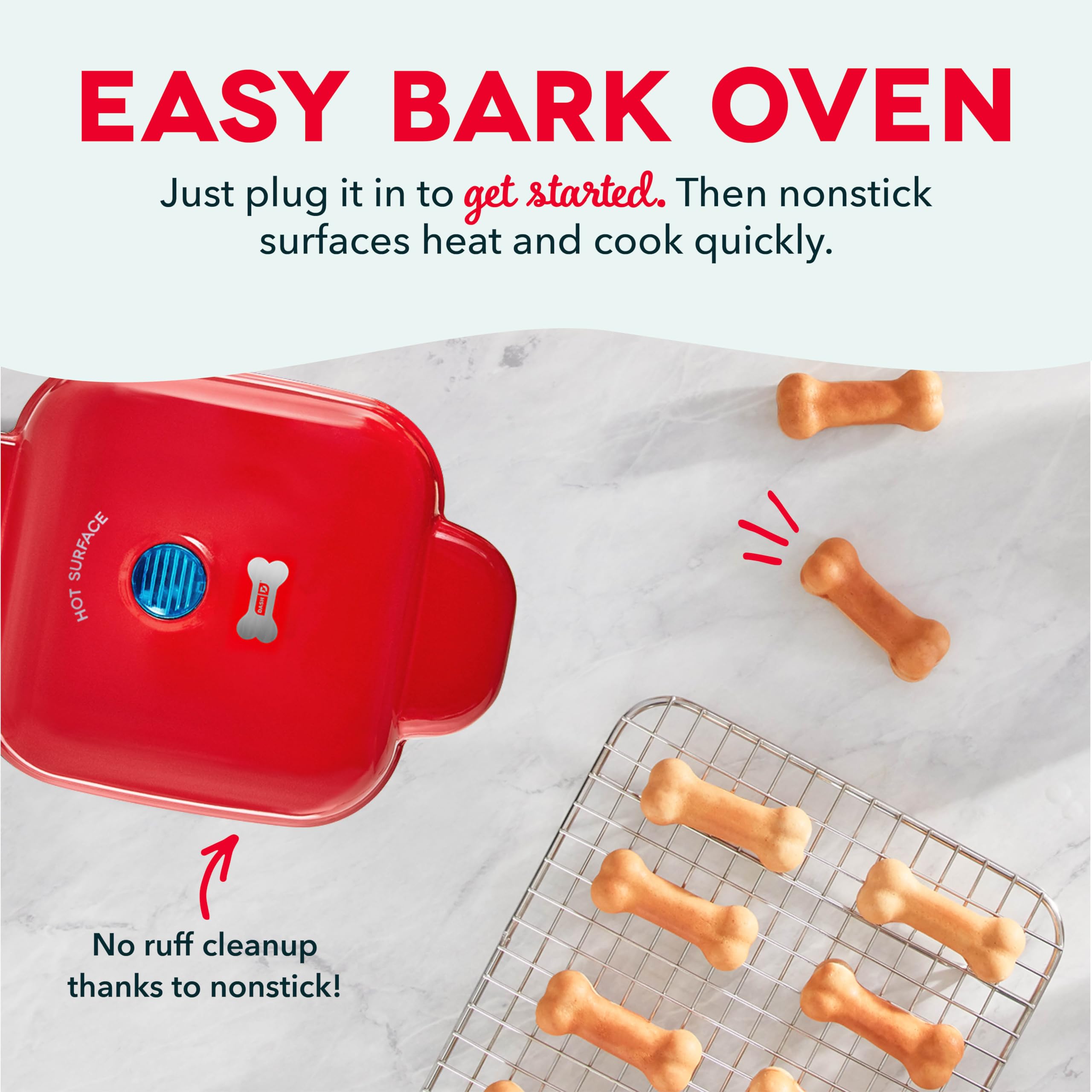 DASH Mini Dog Treat Maker for Homemade Dog Biscuits - Small Red Pet Treat Baking Machine for Healthy Snacks - Perfect for Training, Rewards & Special Occasions