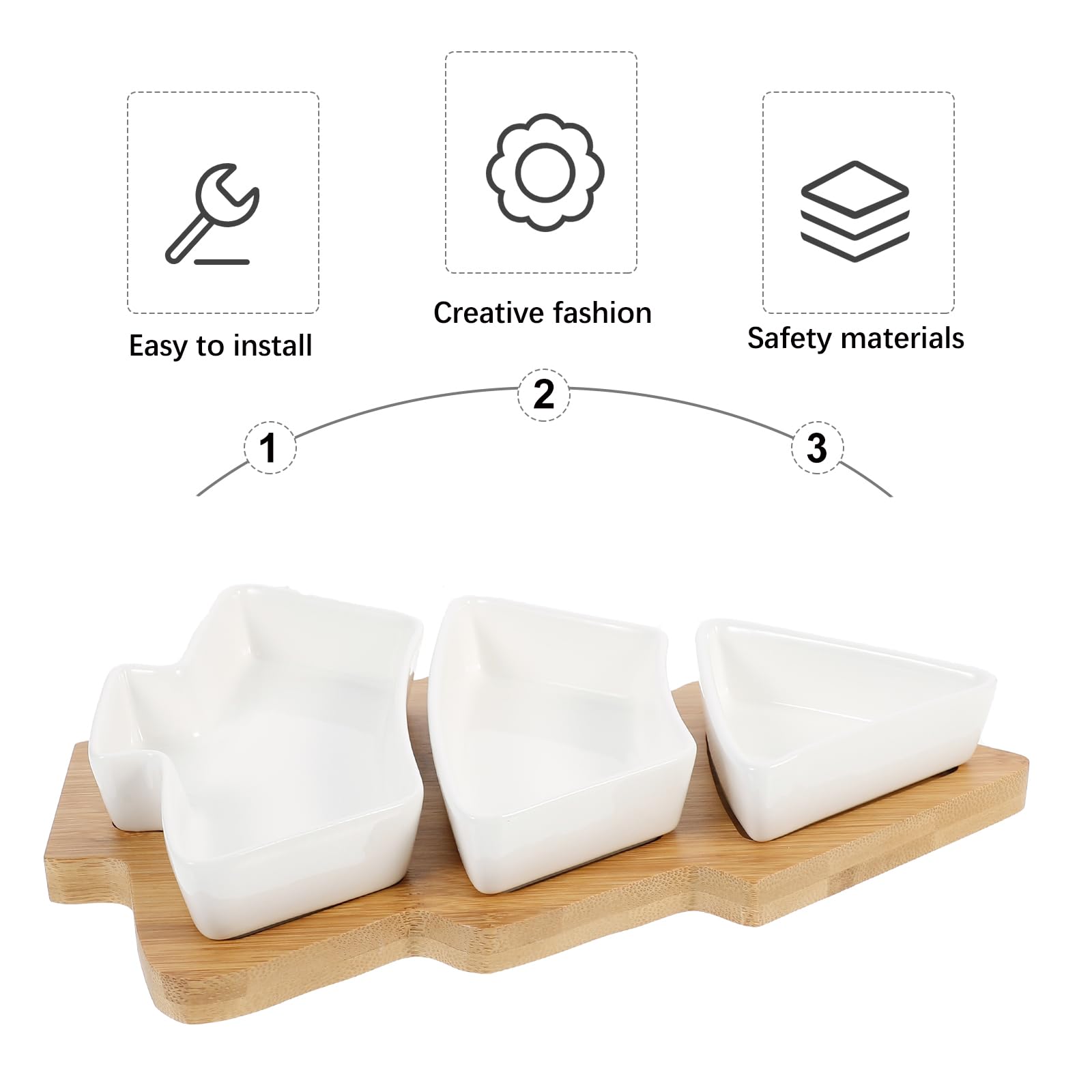 Angoily Christmas Tree Shaped Ceramic Serving Tray with Base - Holiday Appetizer Platter for Snacks, Fruit & Desserts - Perfect for Christmas Parties, Entertaining & Festive Gatherings (White)