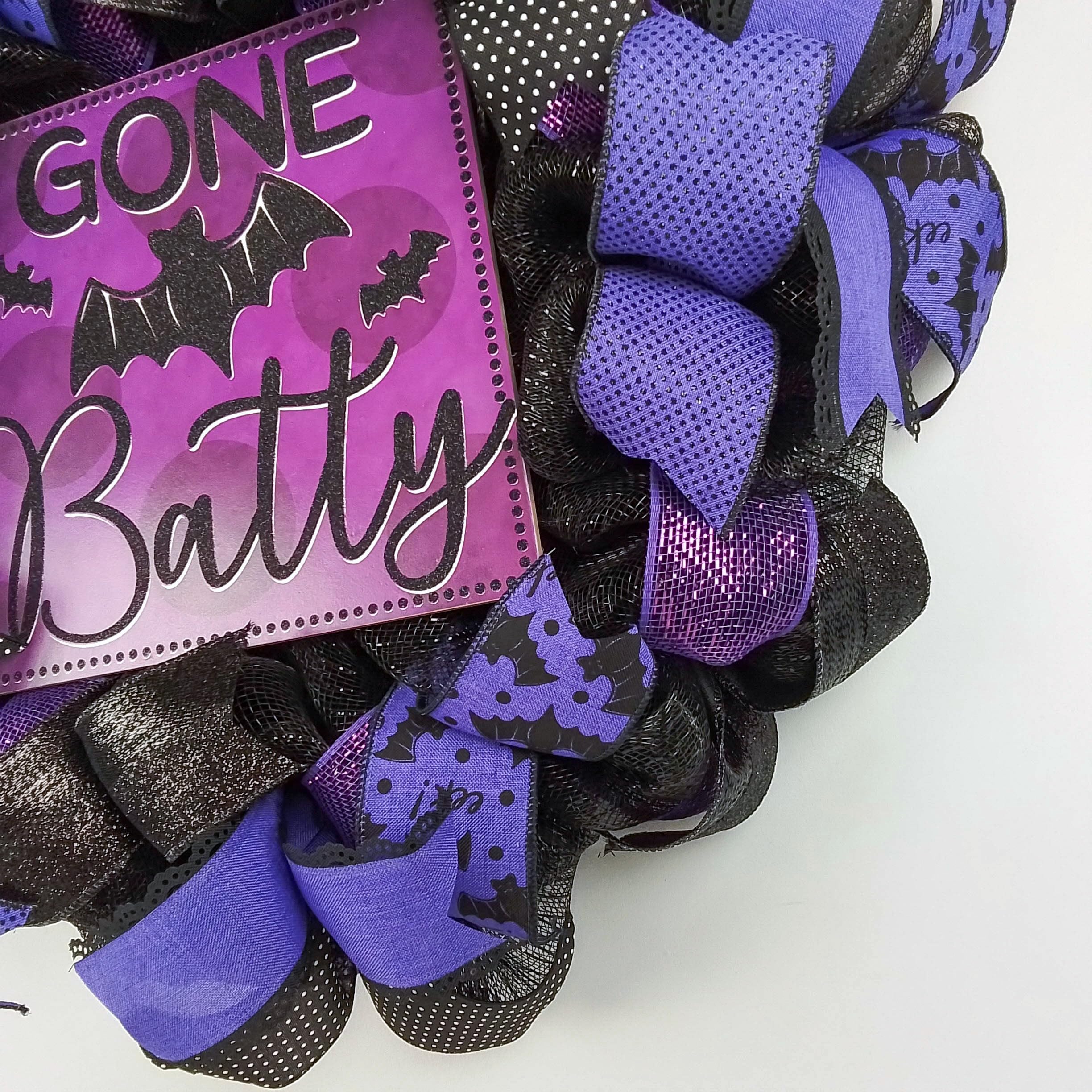 Halloween Bat Wreath for Front Door - Black & Purple Mesh Decor - Perfect for Spooky Home, Party & Outdoor Halloween Decorations