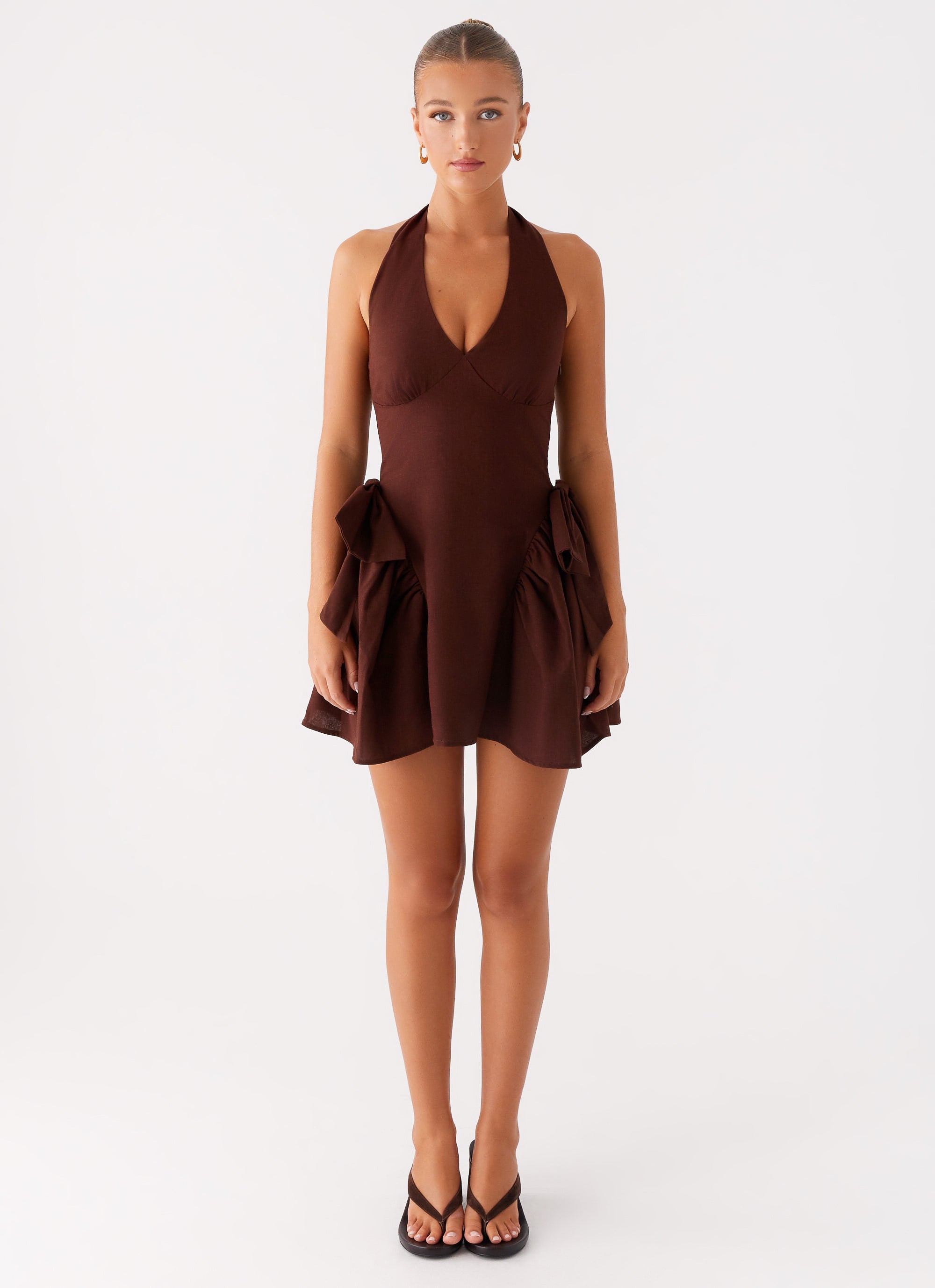 Avalo Mini Dress in Chocolate - Elegant & Comfortable Women's Casual Dress for Parties, Dates & Everyday Wear