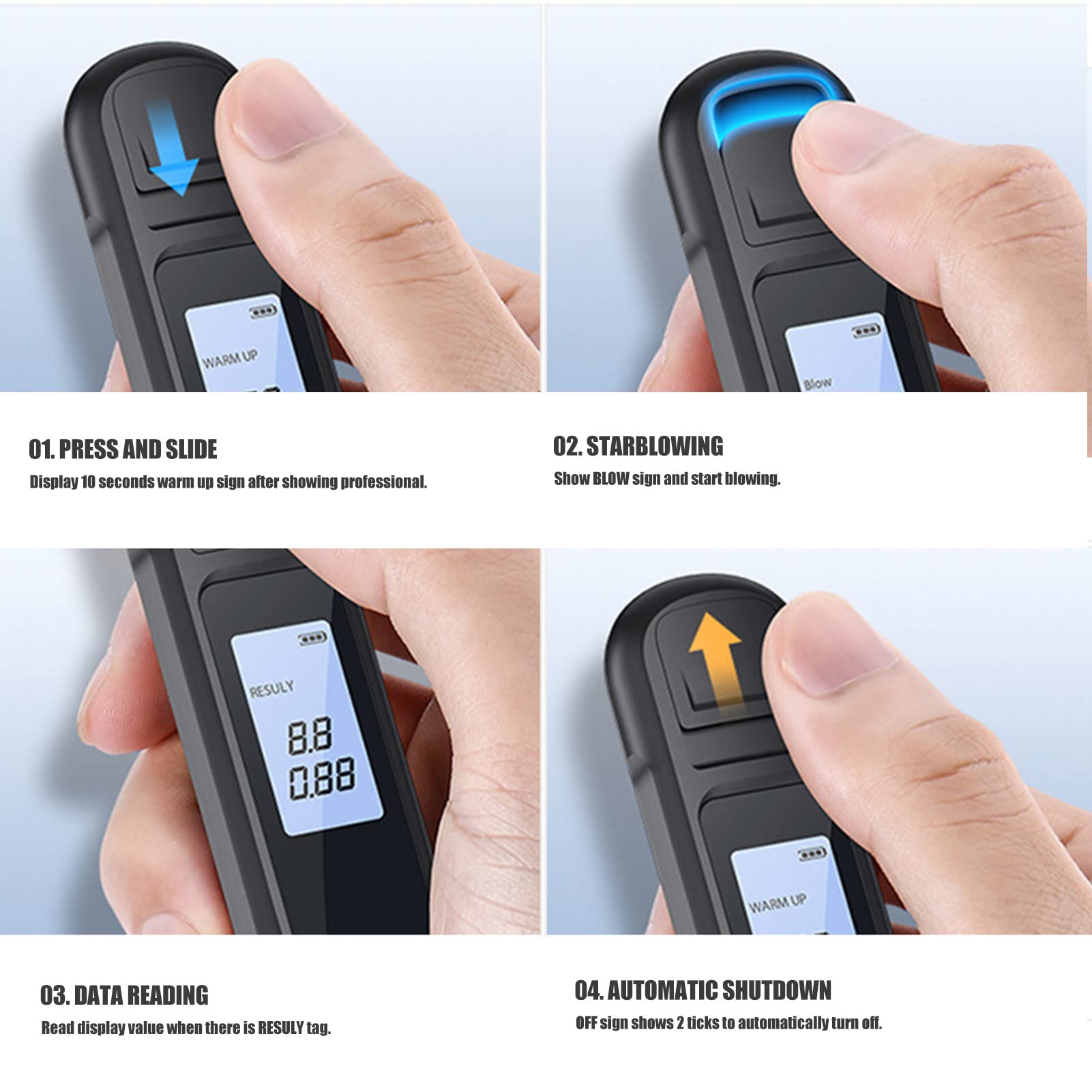 Fafeicy Portable Pocket Keychain Alcohol Tester - Professional Breathalyzer with LED Digital Display for Accurate BAC Testing | Perfect for Personal Safety, Night Out, and Workplace Sobriety Checks