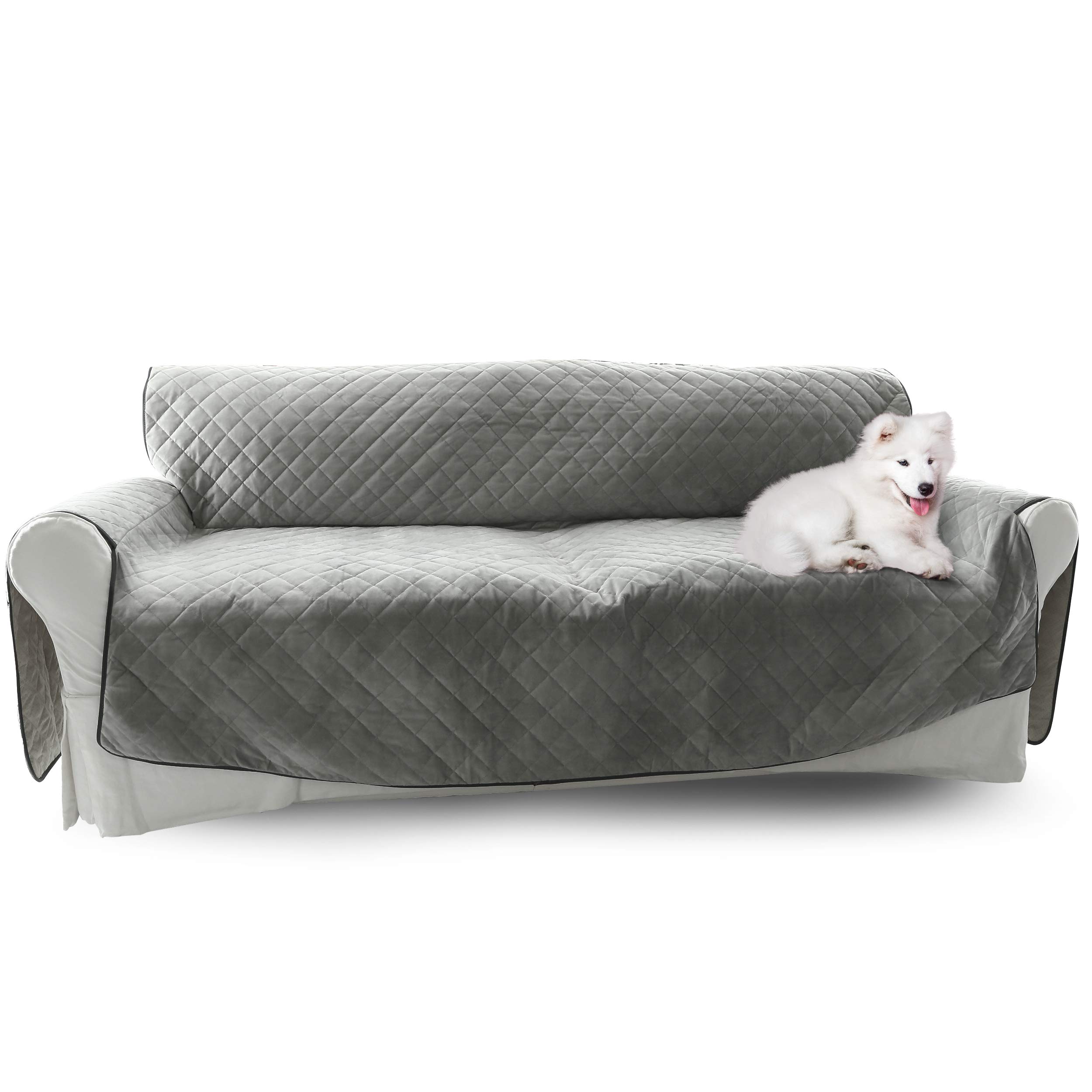 Premium Waterproof Dog Sofa Cover - Luxe Velvet Pet Furniture Protector with Non-Slip Bottom & 5 Pockets | Machine Washable, Adjustable Anchors | Perfect for Living Room, Bedroom & Pet-Friendly Homes