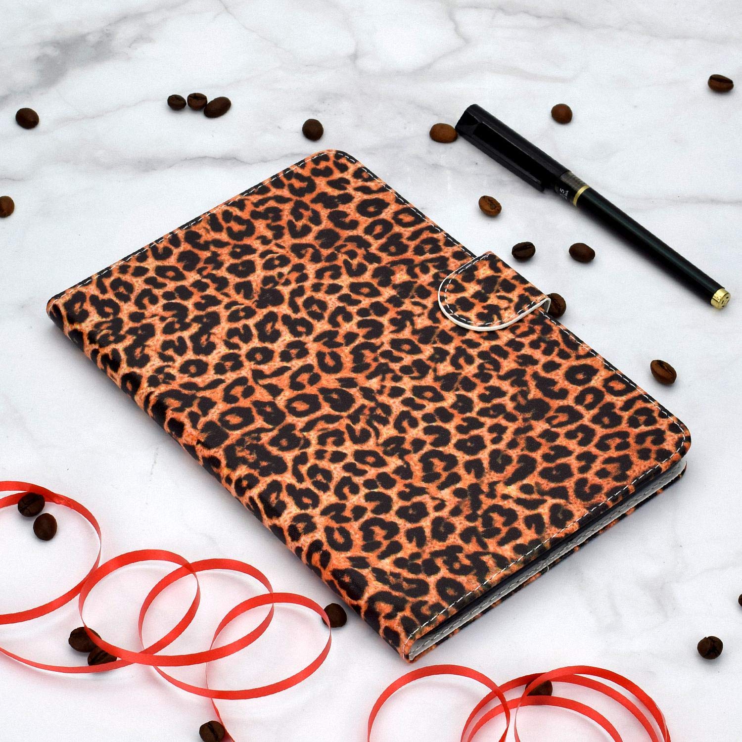 Premium PU Leather Smart Case for Apple iPad 9.7 inch (iPad 6th/5th Gen, Air 1/2, Pro 9.7) - Auto Sleep/Wake Folio Stand with Wallet Function - Stylish Yellow Leopard Print - Perfect for Work, Travel & School Use