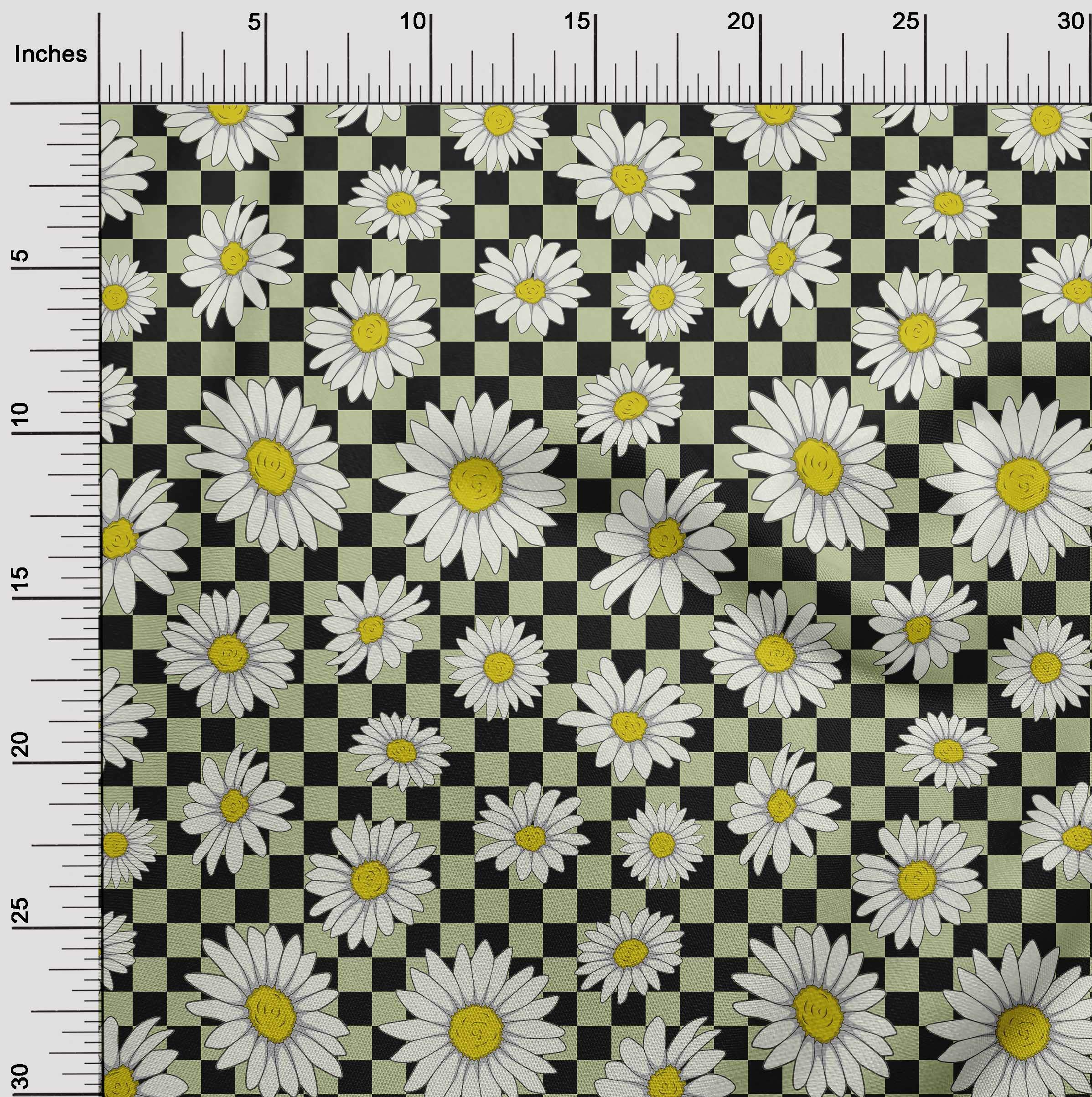 oneOone Polyester Spandex Black Sunflower Floral Print Fabric - 56 Inch Wide for DIY Clothing, Quilting & Home Decor | Soft Stretch Material for Dresses, Curtains & Craft Projects