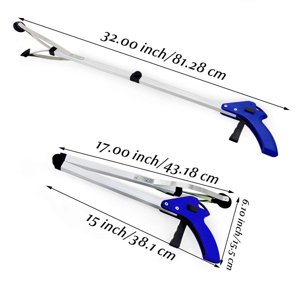 2-Pack Foldable Aluminum Alloy Grabber Pickup Tool for Trash & Litter - Lightweight Reaching Aid for Elderly & Disabled - Perfect for Home, Garden, Yard, Park & Outdoor Cleaning (Kangkangk)
