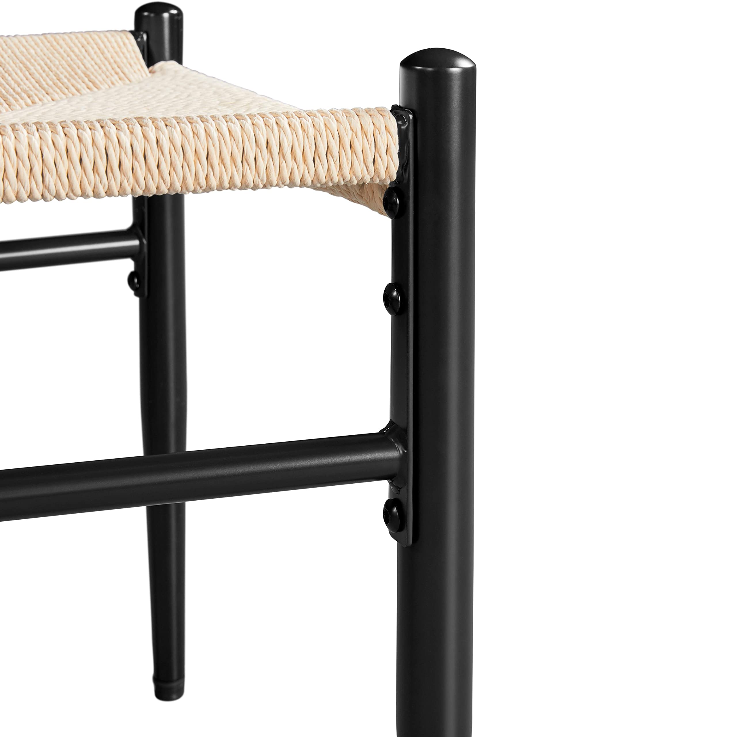 Topeakmart Modern Weave Dining Chairs Set of 4 - Black Wicker Accent Chairs with Sturdy Metal Frame for Indoor/Outdoor Use - Perfect for Patio, Dining Room, or Living Room Decor