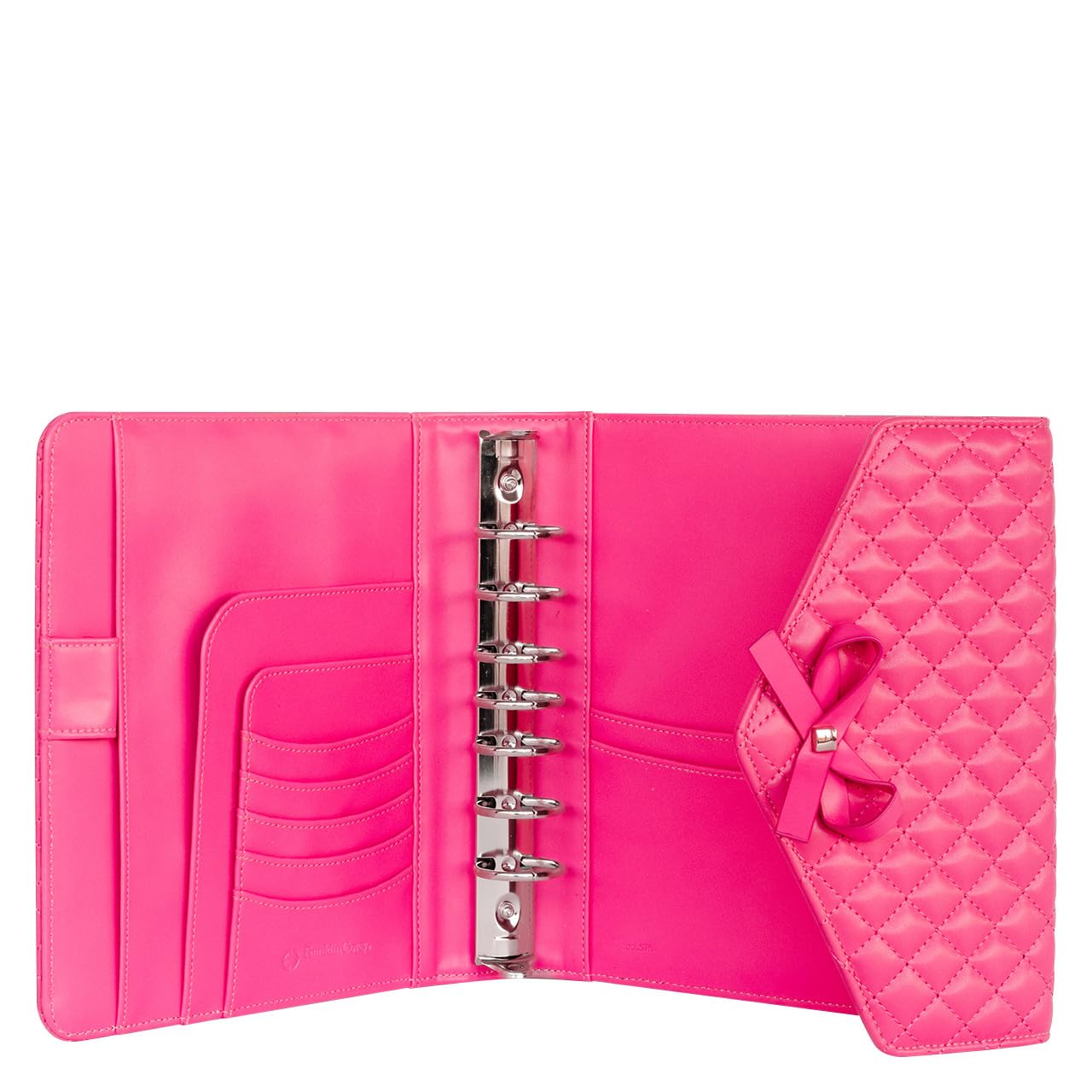 FranklinCovey Audrey Classic Hot Pink Simulated Leather Snap Binder - Professional Organizer for Office, School & Business Meetings | Durable 3-Ring Binder for Documents & Planners