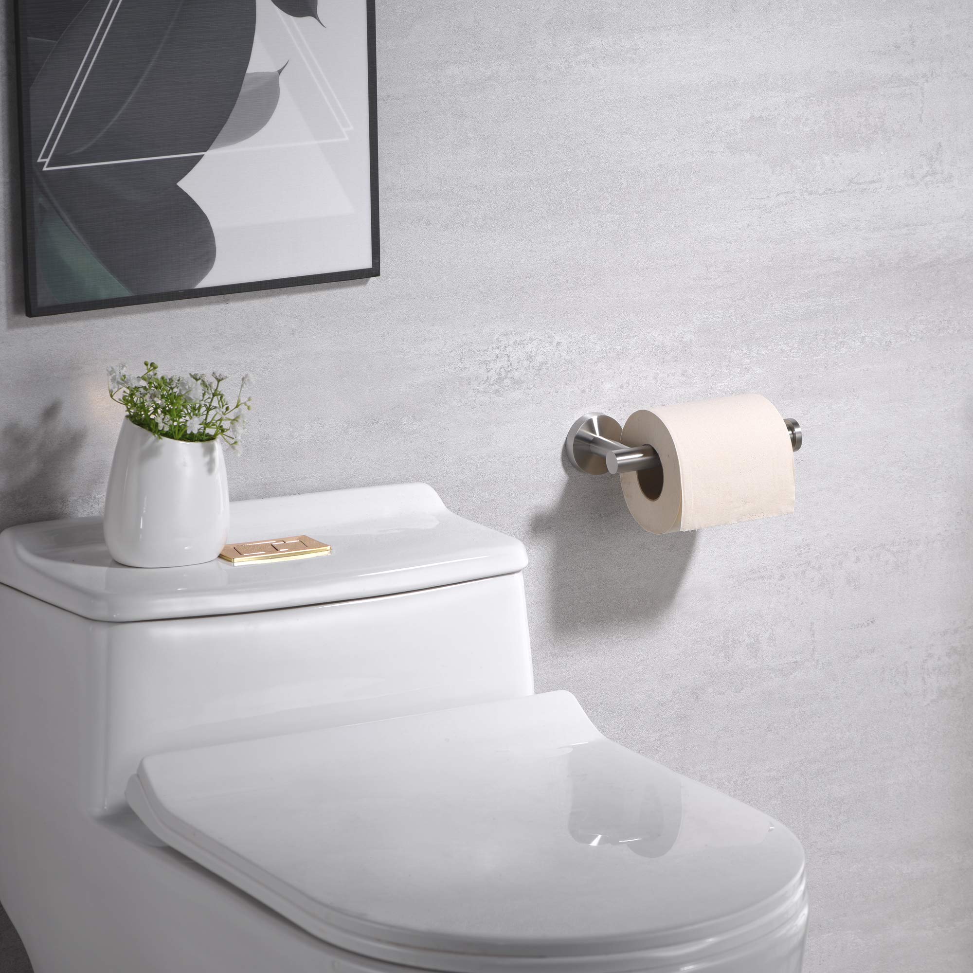 Stainless Steel Toilet Paper Holder Wall Mounted - Rustproof Modern Bathroom Tissue Roll Dispenser with Brushed Nickel Finish - Perfect for Home, Office, and Commercial Washrooms