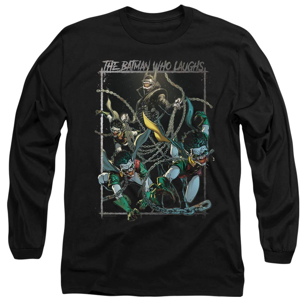 Batman Who Laughs Long Sleeve T-Shirt - Black Graphic Tee for Men - DC Comics Superhero Apparel - Perfect for Cosplay, Halloween & Comic Con