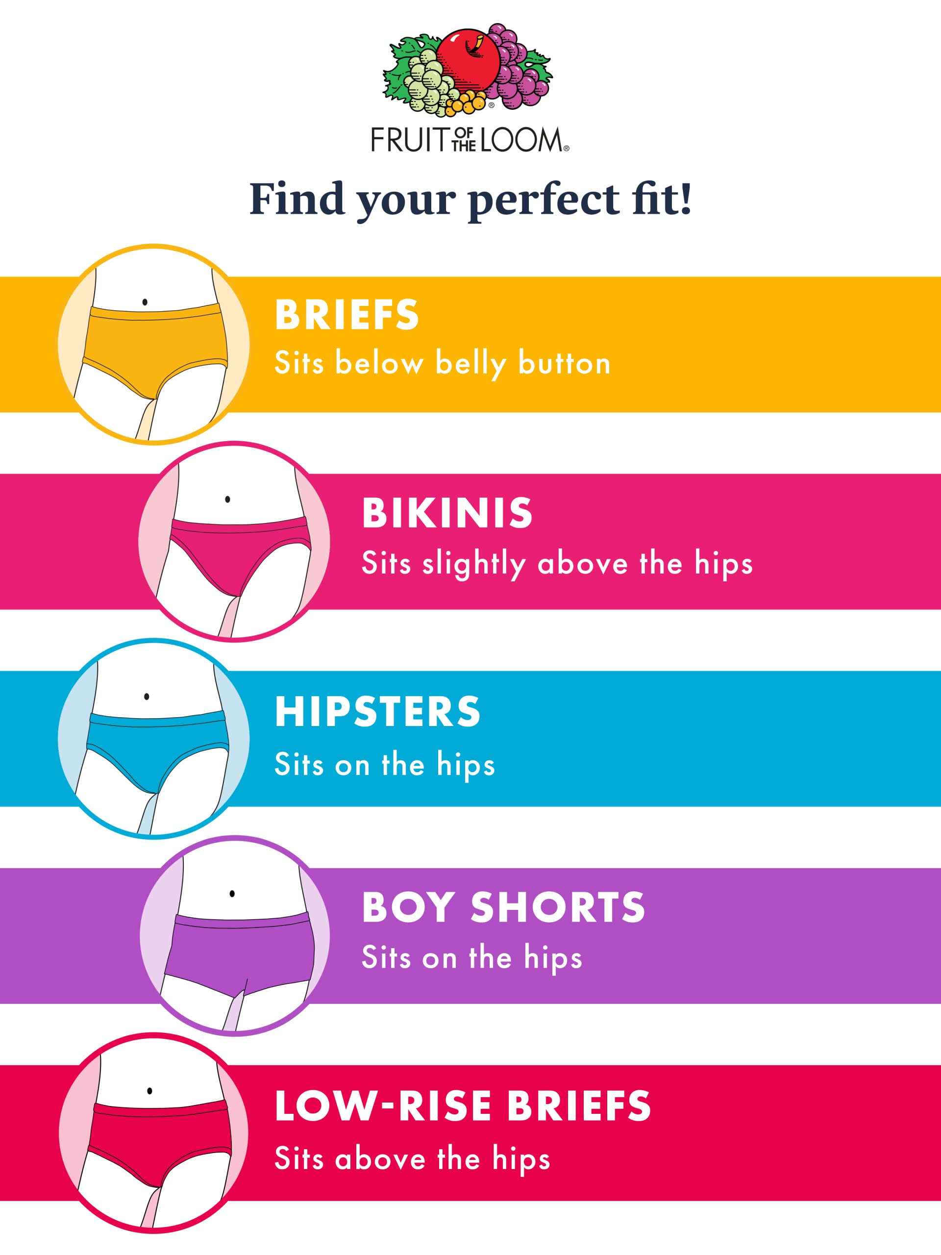 Fruit of the Loom Girls' Cotton Brief Underwear Multipack - Soft Comfortable Underwear for Everyday Wear, School & Playtime