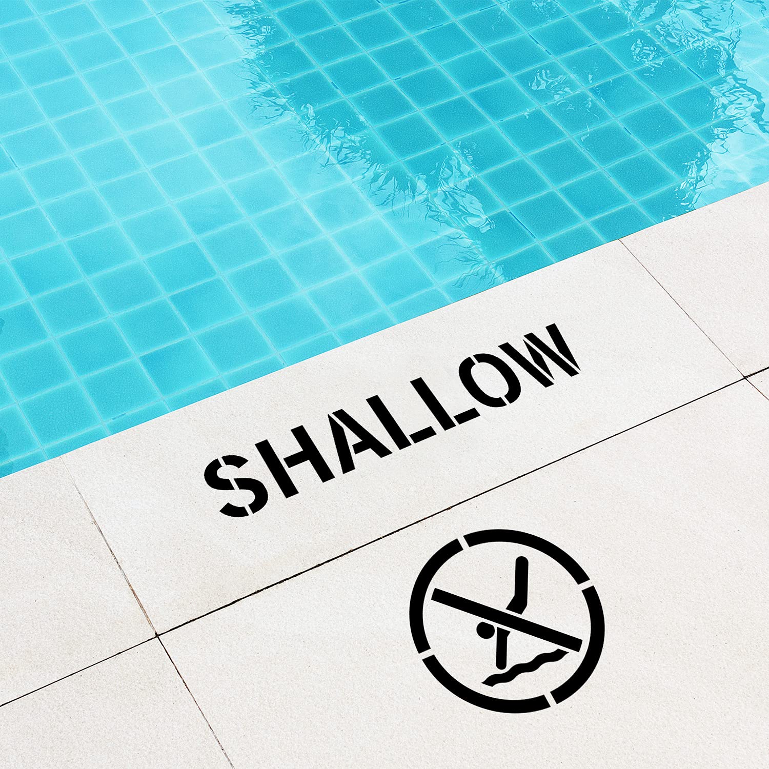 SmartSign Pool Safety Markers - 21-Piece Reusable Stencil Kit for Painting 21-Inch Symbols & 4-Inch Words | Durable 63 Mil Polyethylene | Perfect for Swimming Pool Safety Signs, Deck Markings & Public Pools