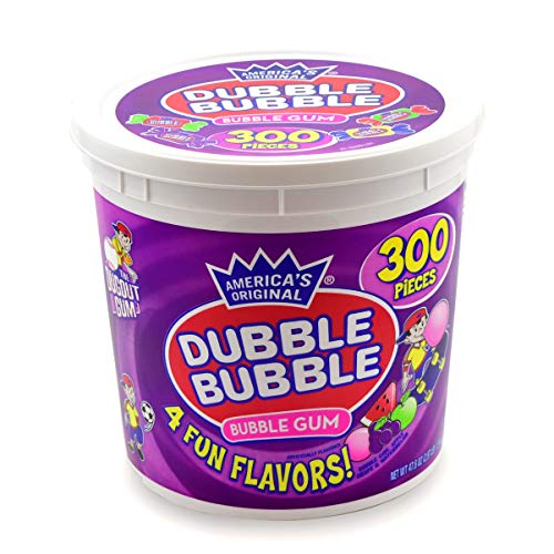 Dubble Bubble Assorted Gum Tub - 300 Count (2.97 lbs) - Peanut-Free for Parties & Events