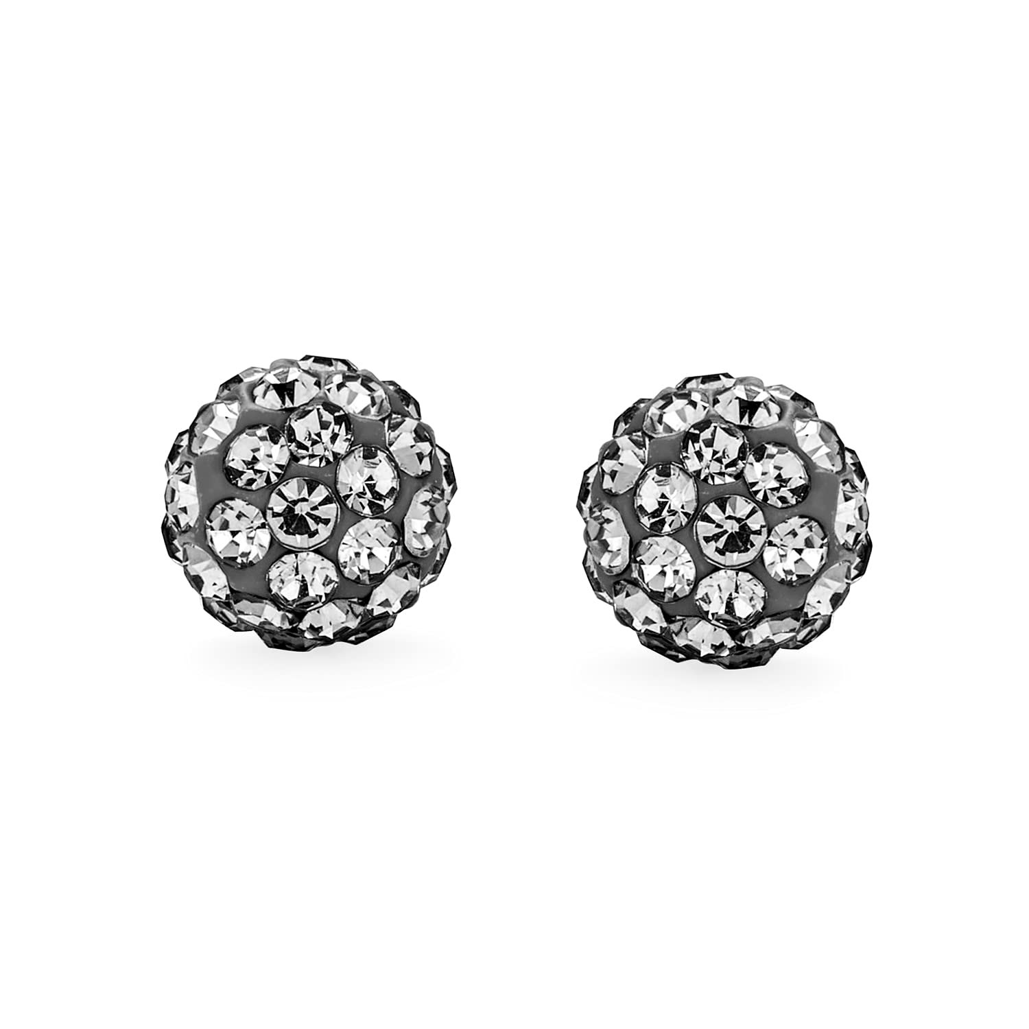 Sparkling .925 Sterling Silver 8MM Round Pave Crystal Disco Ball Stud Earrings for Women & Teens | Hypoallergenic Fashion Jewelry Gift for Parties, Prom, Date Night