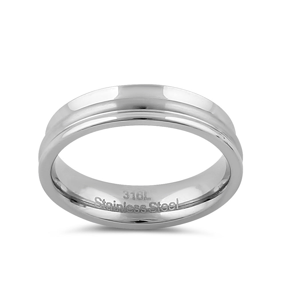 Premium 5mm Brushed Stainless Steel Men's Curved Wedding Band Ring - Durable & Comfortable for Everyday Wear, Anniversary, Proposal & Special Occasions