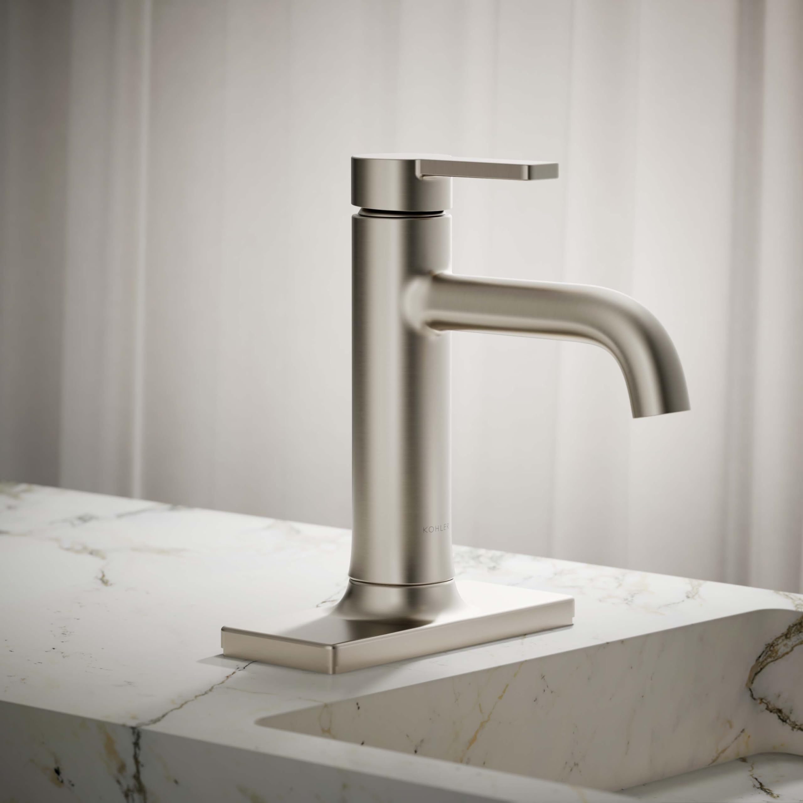 Kohler 28126-4N-BN Venza Bathroom Sink Faucet, 0.5 GPM Low-Flow Water-Saving Design, Vibrant Brushed Nickel Finish - Perfect for Modern Bathroom Vanities and Powder Rooms