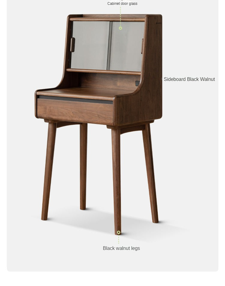 Black Walnut Solid Wood Lighted Vanity Dressing Table with Mirror - Elegant Makeup Desk for Bedroom, Bathroom, or Boudoir