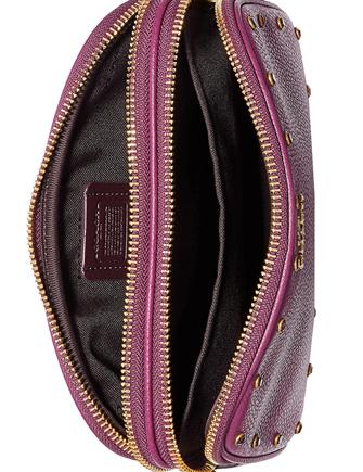 Coach Crystal Border Rivets Crossbody Clutch in Pebble Leather | Stylish Women's Shoulder Bag for Evening Parties, Date Nights & Special Occasions