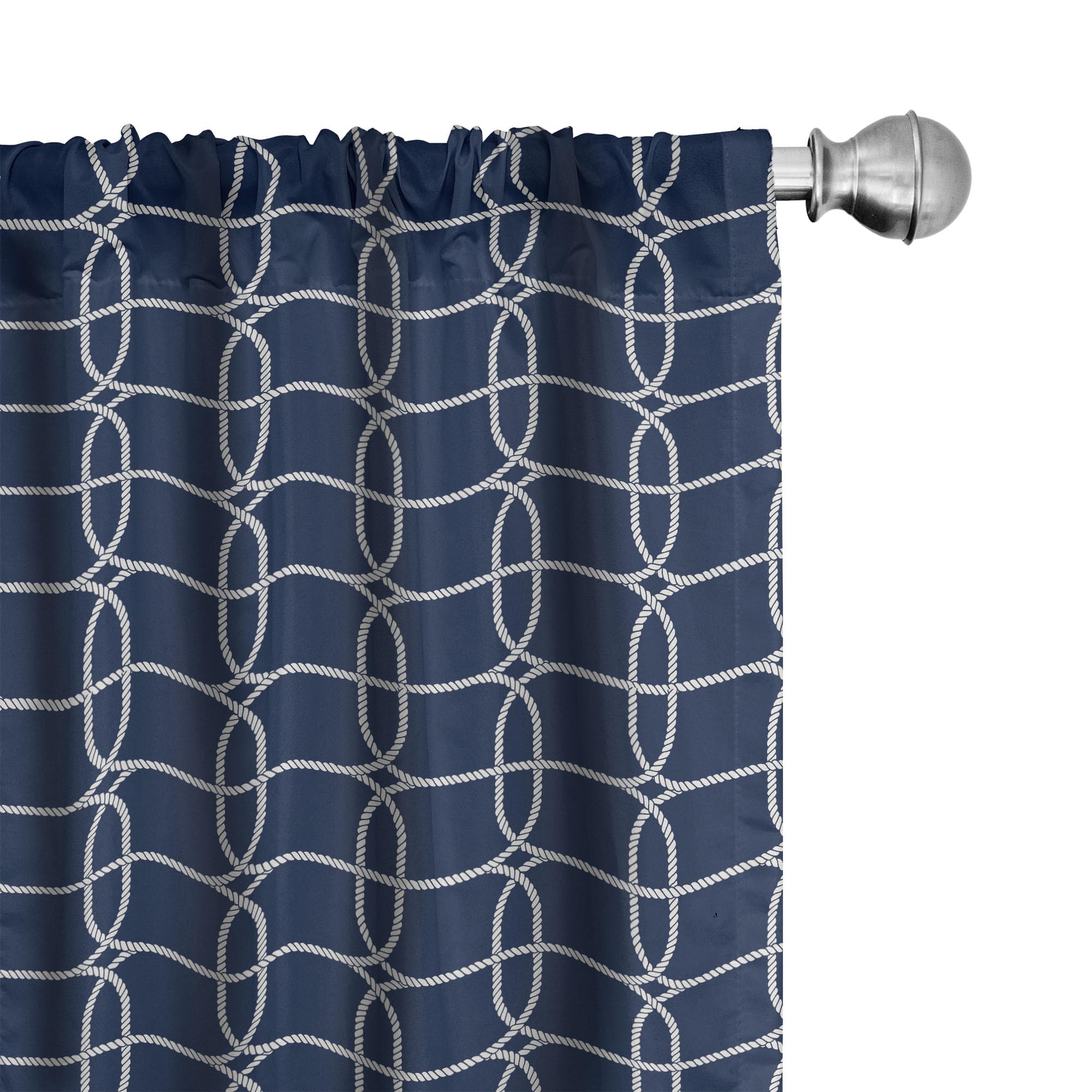 Ambesonne Nautical Curtains - Blue and White Maritime Design with Sailor Knots & Shapes, 2 Panel Set (28