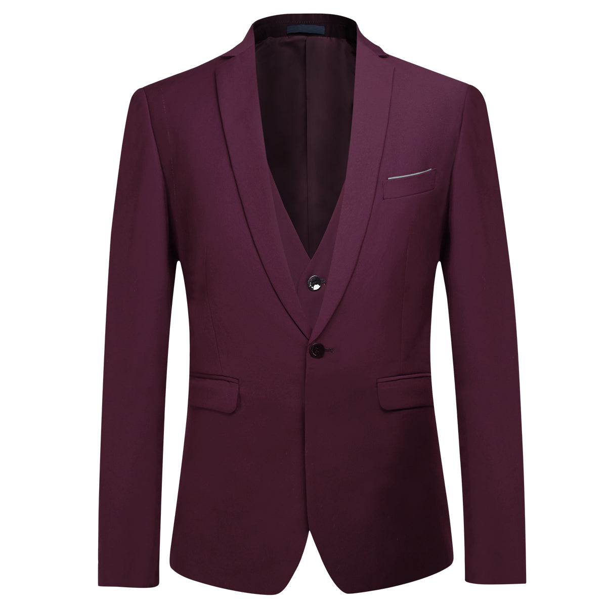 3 Piece Slim Fit Classic Casual Suit for Men - Dark Red | Business, Wedding & Formal Events | Premium Comfort & Stylish Look