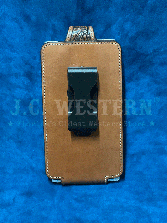 Ariat A0601902 Floral Embossed Leather Phone Case for iPhone & Samsung - Brown Cowhide Protective Cover - Perfect for Work, Travel & Outdoor Activities