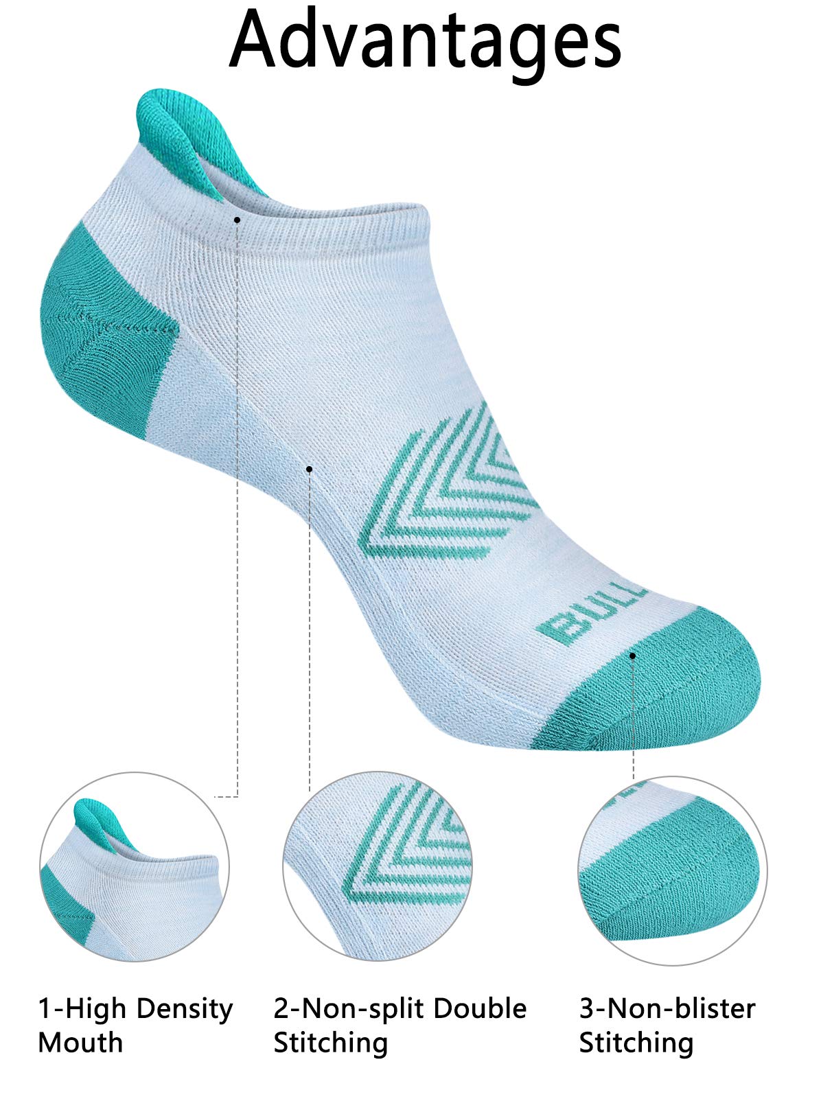 BULLIANT Women's Athletic Socks 6-Pack - No Show Cushioned for Running & Walking with Arch Support - Gym & Daily Wear