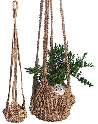 Organic Jute Hanging Baskets for Plants - Eco-Friendly Macrame Planters for Indoor & Outdoor Decor - Perfect for Home, Garden, and Patio Use