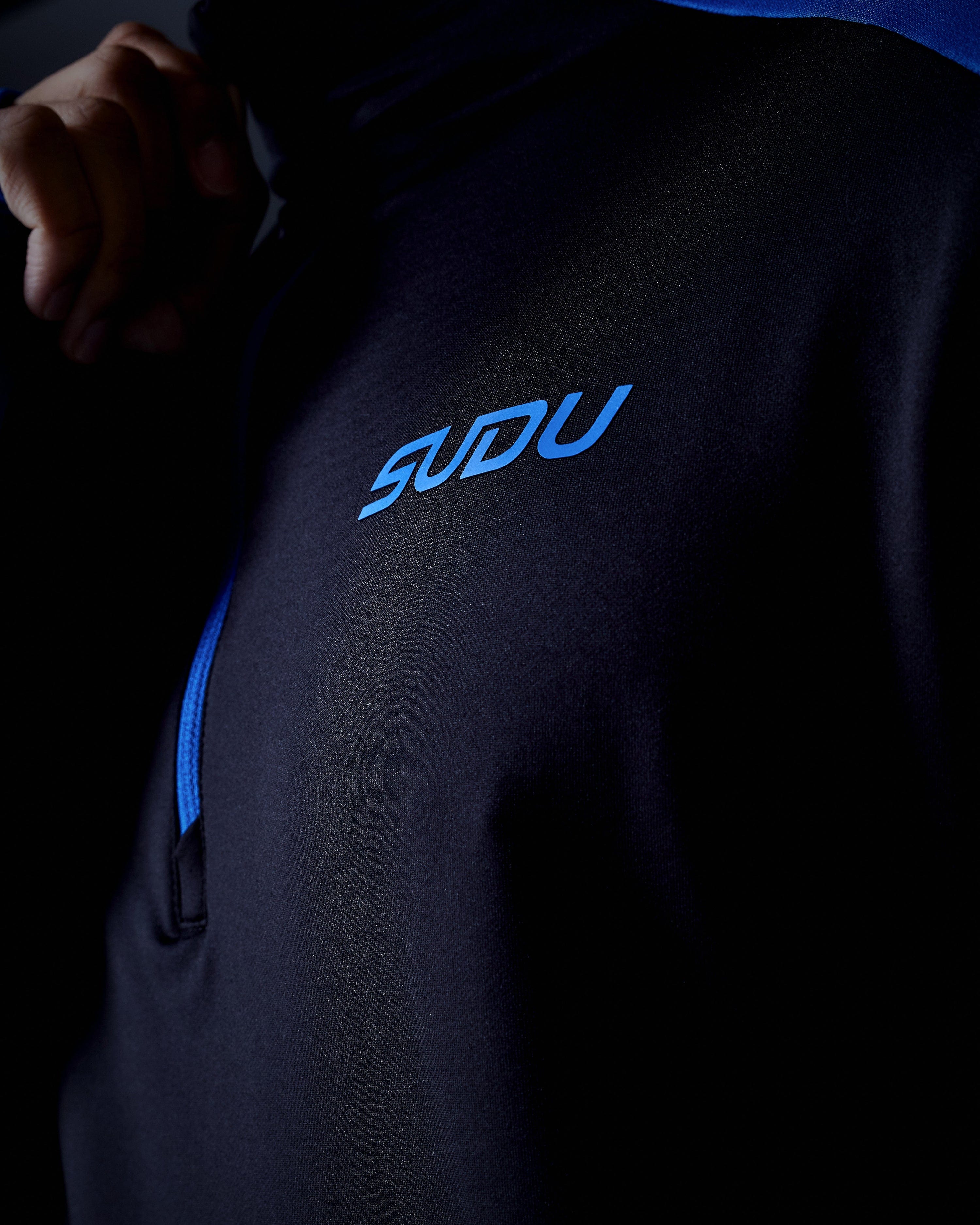 SPZM 01 Quarter Zip Midlayer Fleece Jacket - Black & Blue Color Options | Warm Lightweight Layering for Hiking, Running & Outdoor Activities