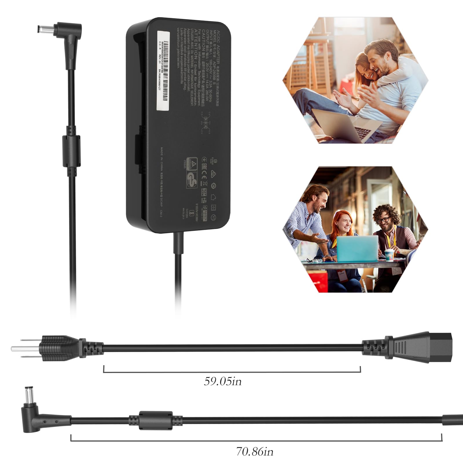 280W AC Power Adapter for ASUS ROG Strix Scar 15/17, G532, G732, G732LWS, G15/G17, G513R/G713R, G703GX, Zephyrus S17 GX703HM/HR - Compatible with ADP-280BB B Laptop Charger - Perfect for Gaming, Work & Travel