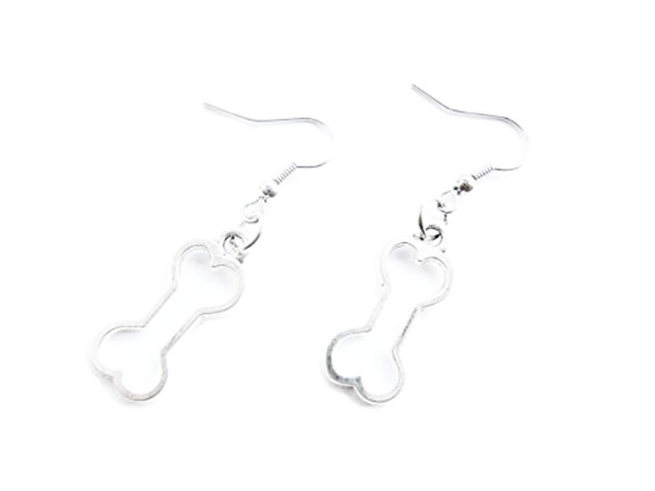 Vintage Silver Dog Bone Earrings - Handmade Dog Bone Charm Earrings for Women, Fall Jewelry Gift for Dog Lovers - Perfect for Casual Wear, Halloween Costumes & Pet-Themed Parties