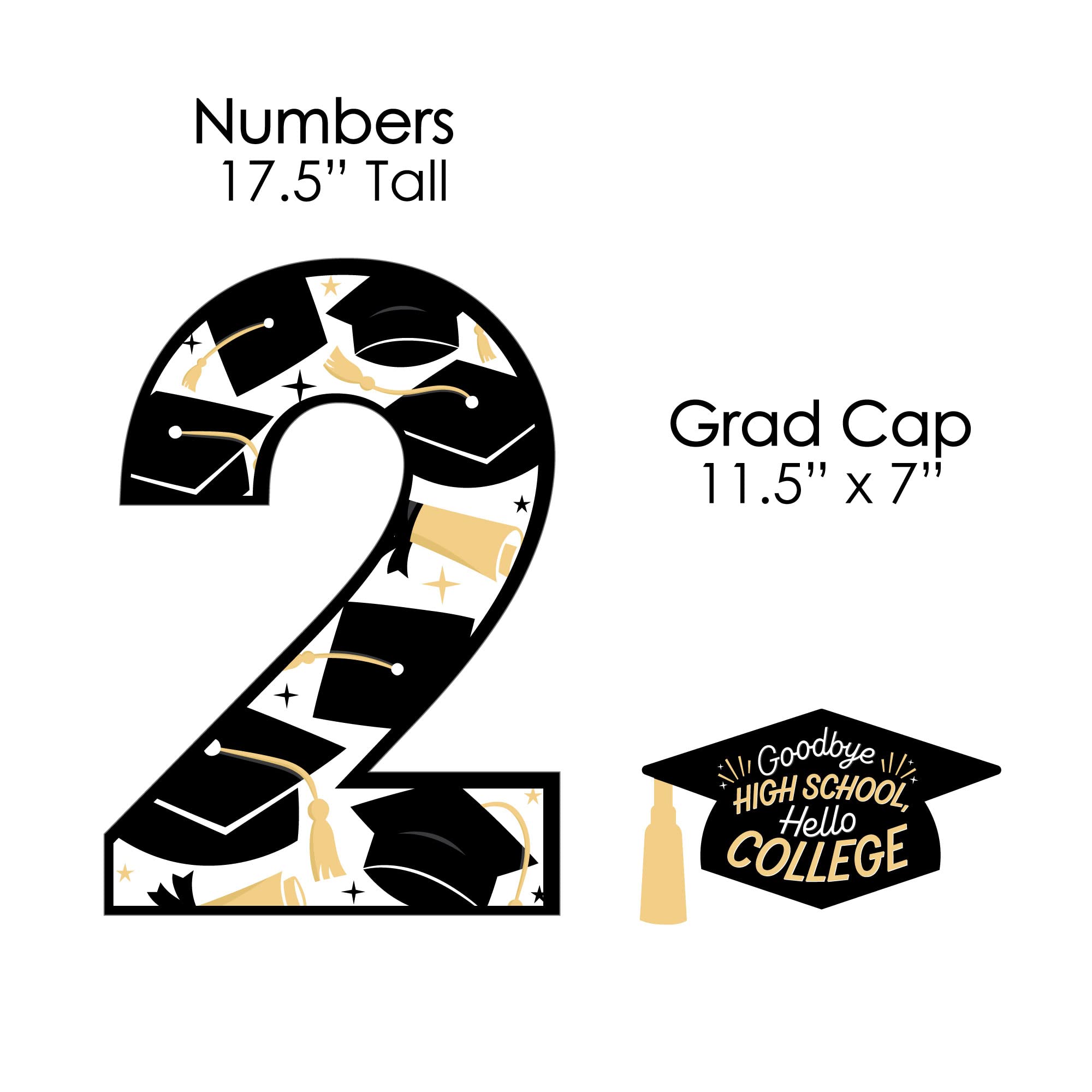 Big Dot of Happiness Hello College 2025 Graduation Party Yard Signs - Outdoor Lawn Decor for 2025 Graduates - Perfect for Backyard Celebrations & Photo Backdrops