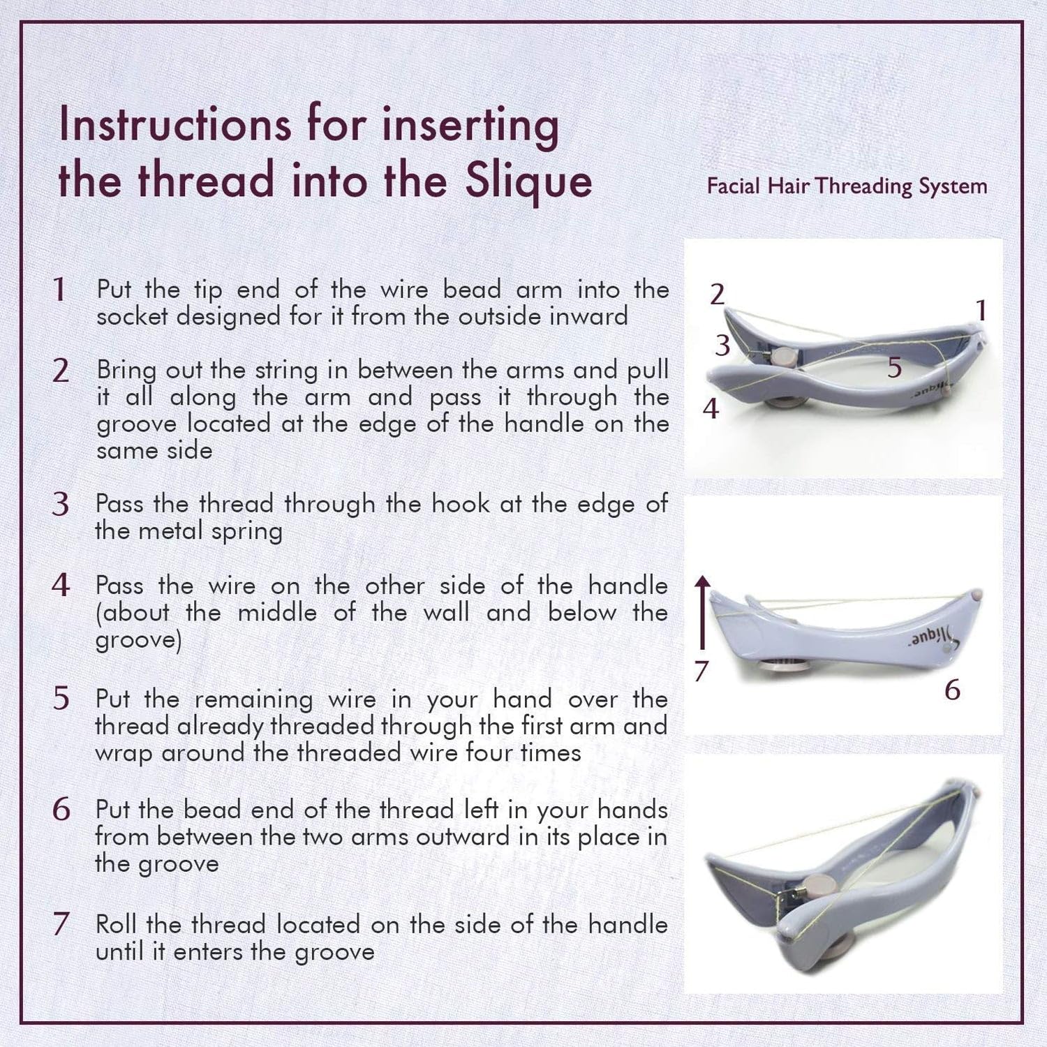 SLIQUE Painless Eyebrow Threading Kit - Upper Lip, Face & Body Hair Remover with Manual Tweezers & Shaver System | At-Home Hair Removal for Smooth Skin | Perfect for Eyebrow Shaping, Facial Hair Removal & Body Grooming